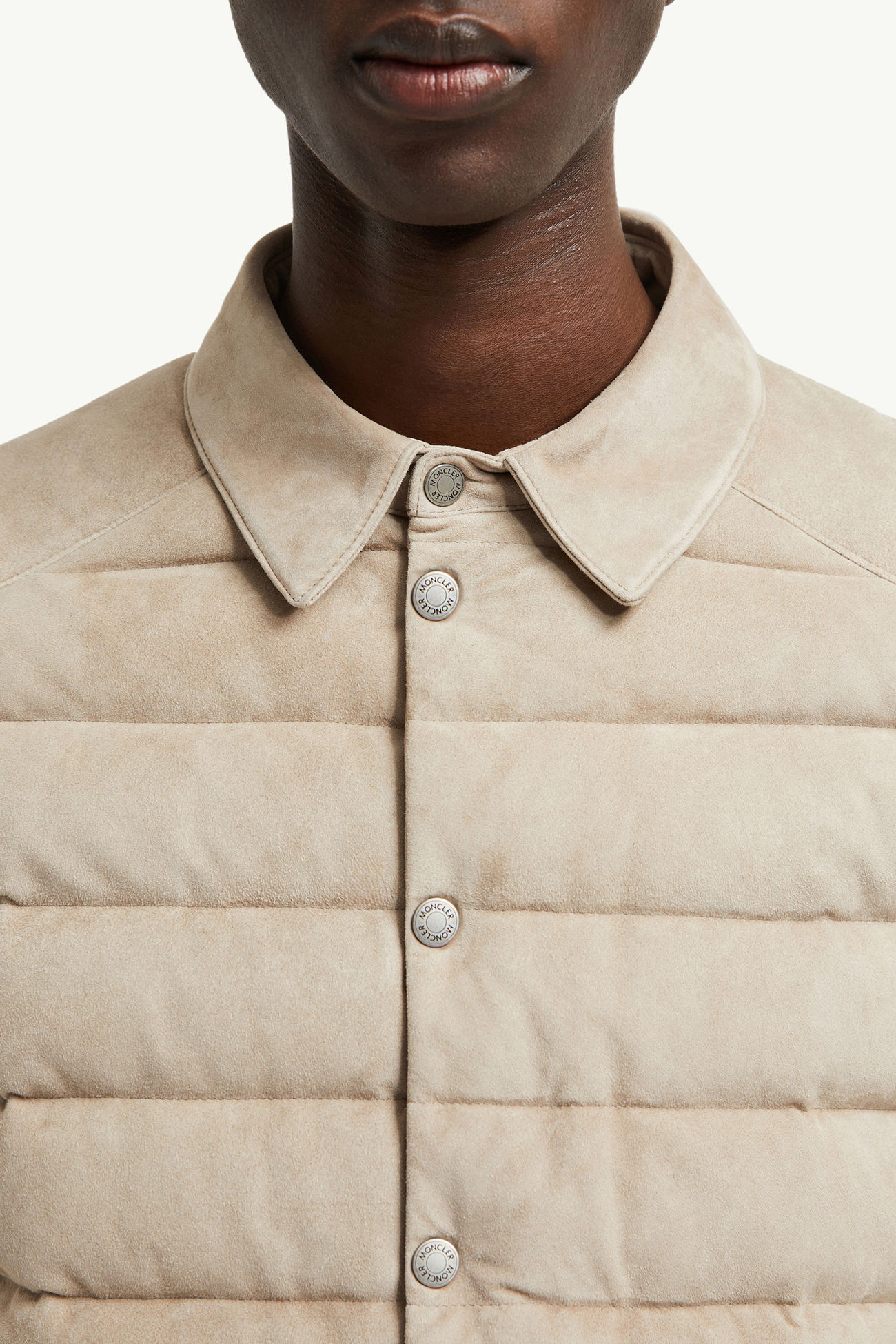 Chaqueta camisera con plumón de ante Etale Hombre Marrón Moncler 6