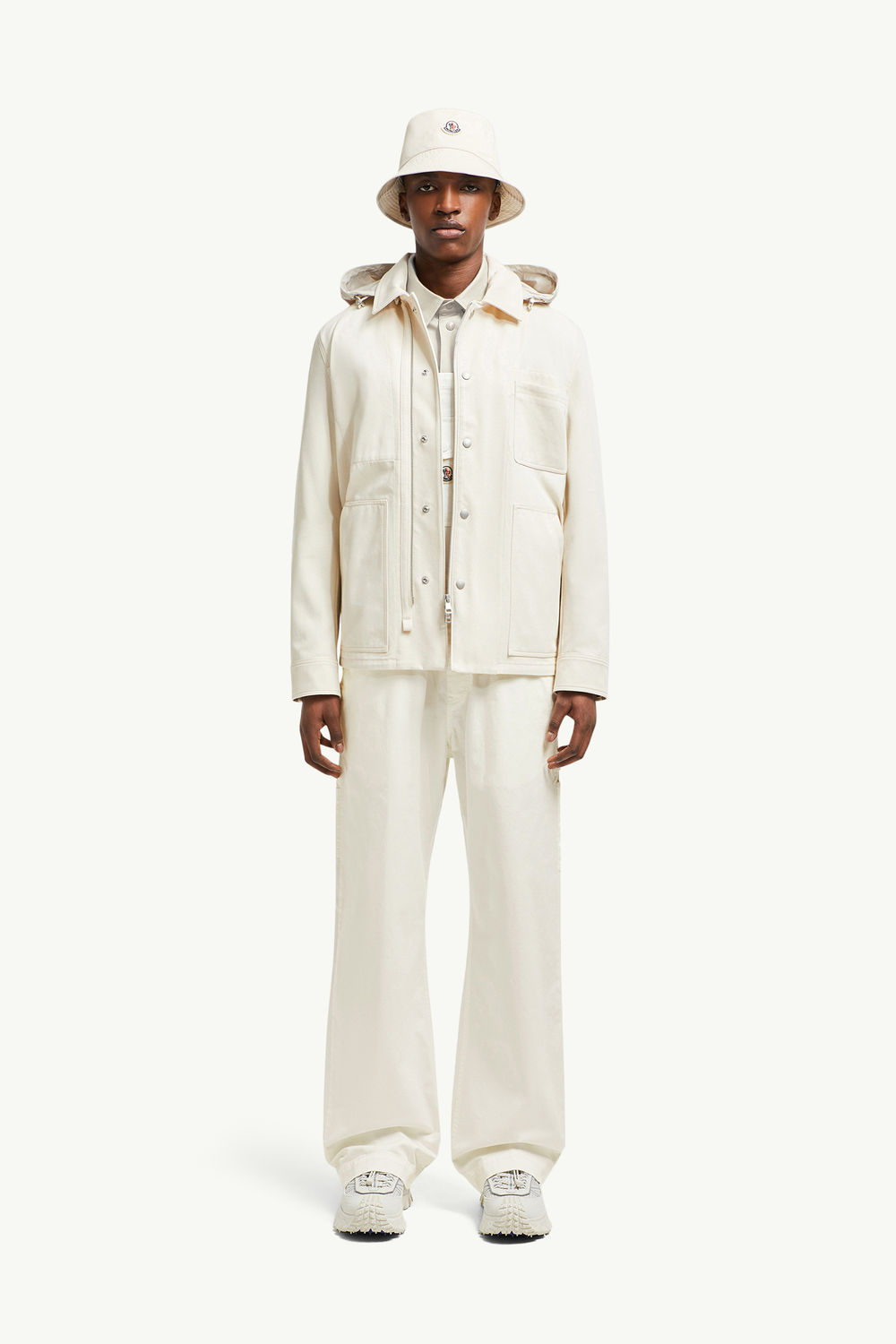 Guerledan Hooded Cotton Shirt Jacket Men White Ivory Moncler 0