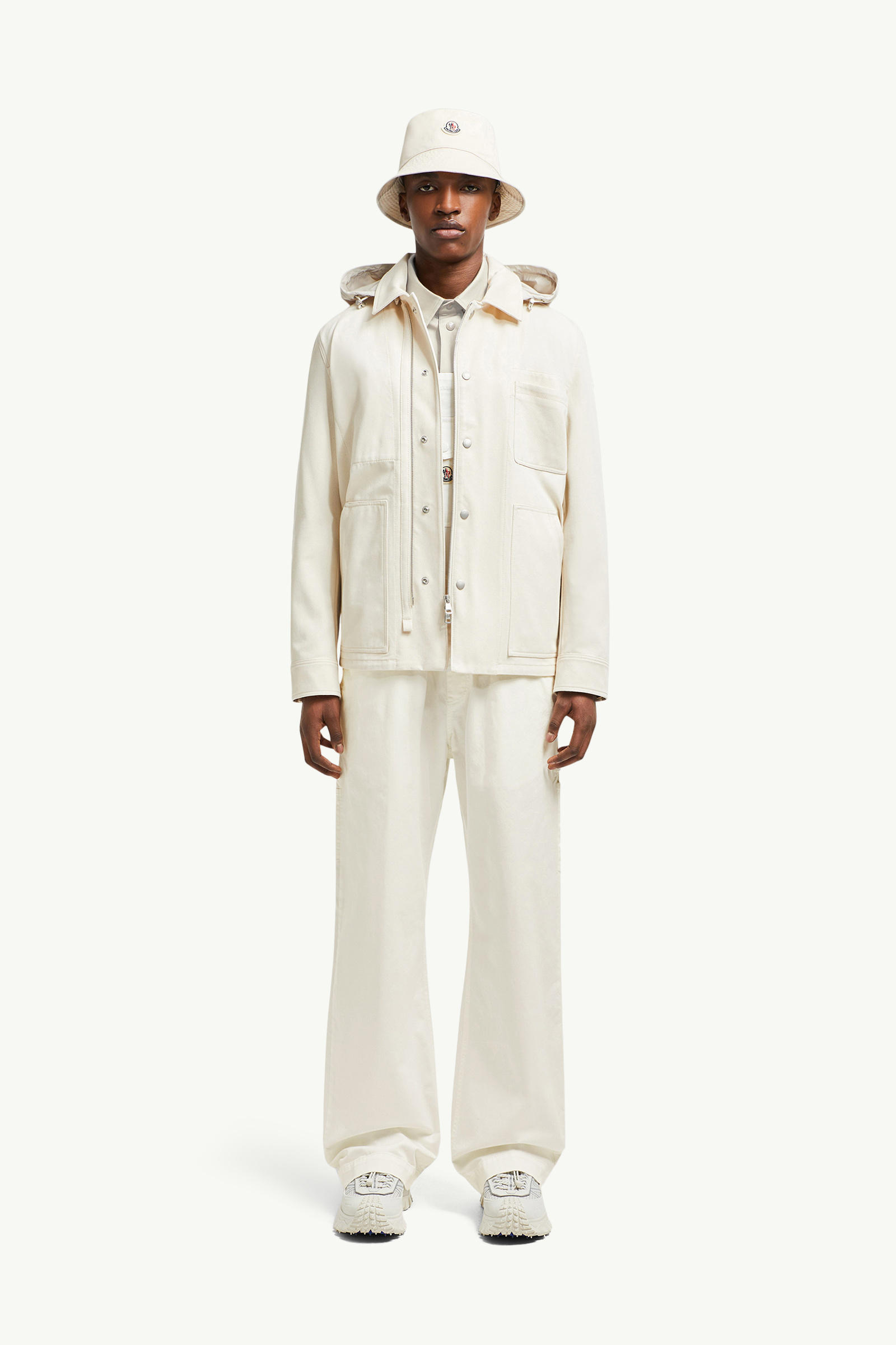 Guerledan Hooded Cotton Shirt Jacket Men White Ivory Moncler 0