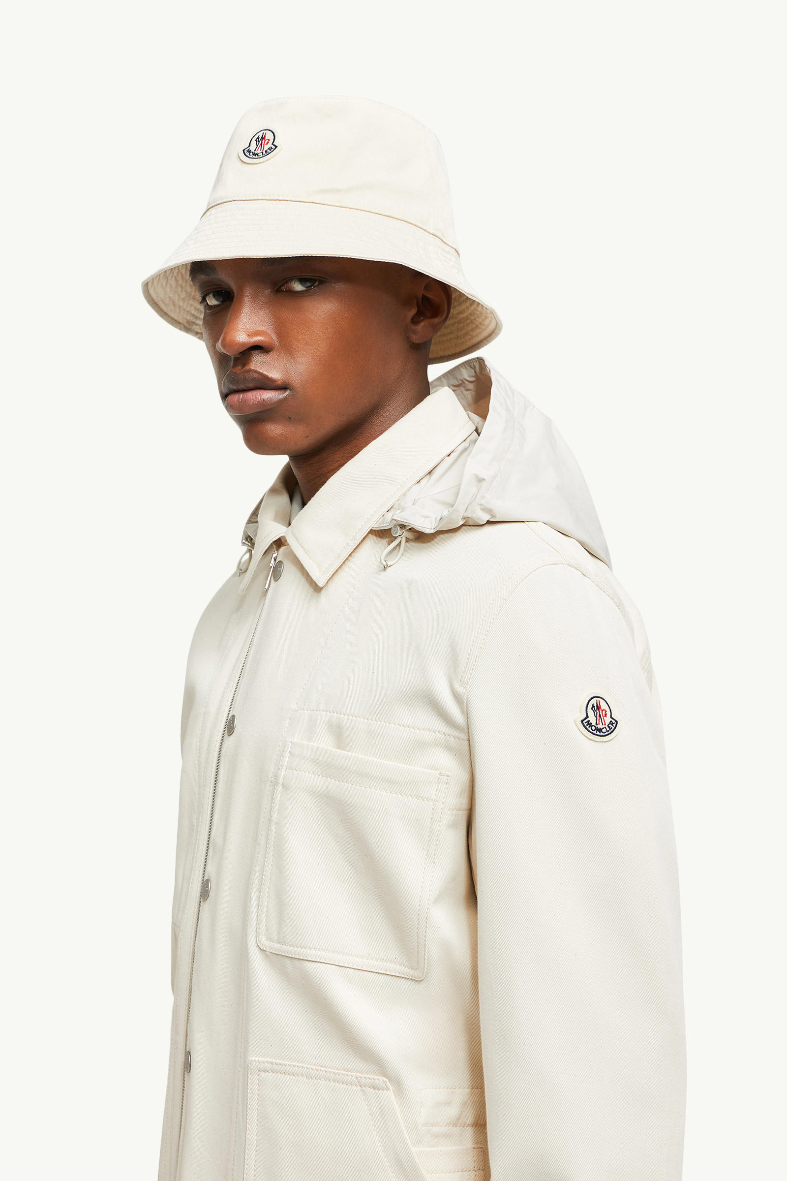 Chaqueta camisera de algodón con capucha Guerledan Hombre Blanco Marfil Moncler 1