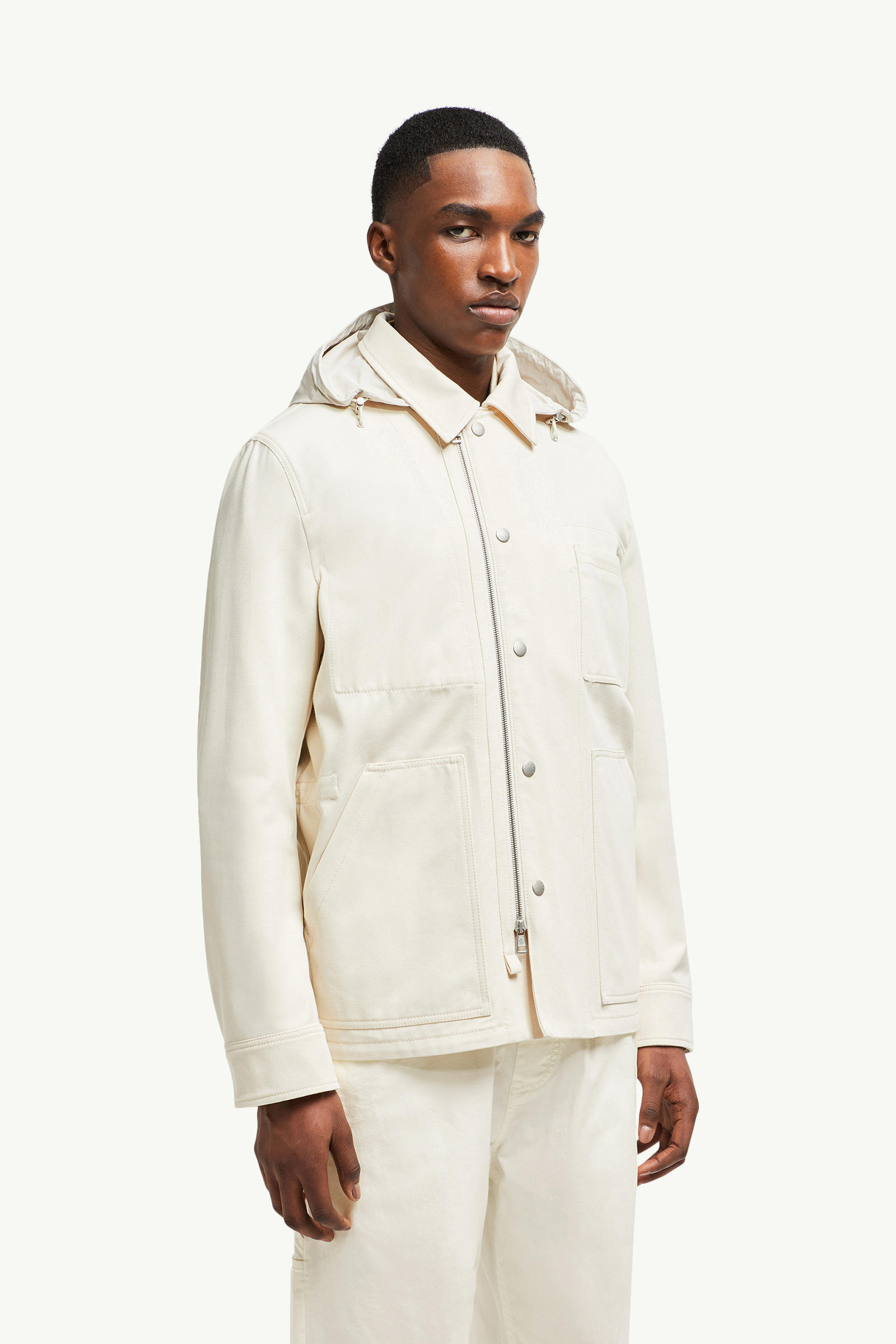 Chaqueta camisera de algodón con capucha Guerledan Hombre Blanco Marfil Moncler 3