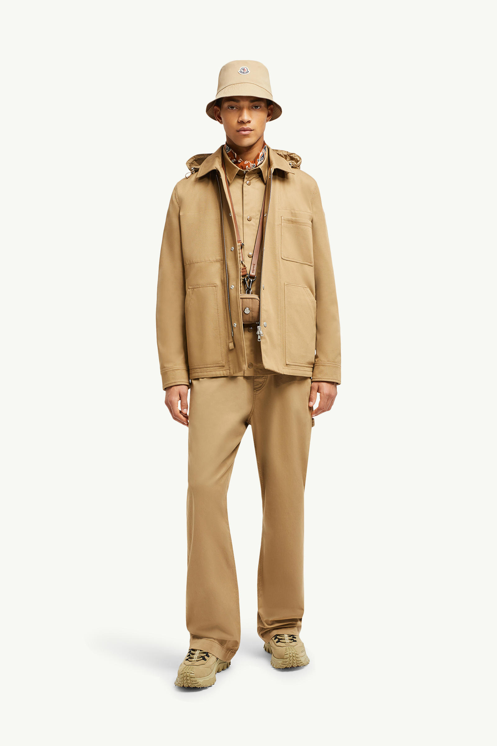 Guerledan Hooded Cotton Shirt Jacket Men Beige Moncler 0
