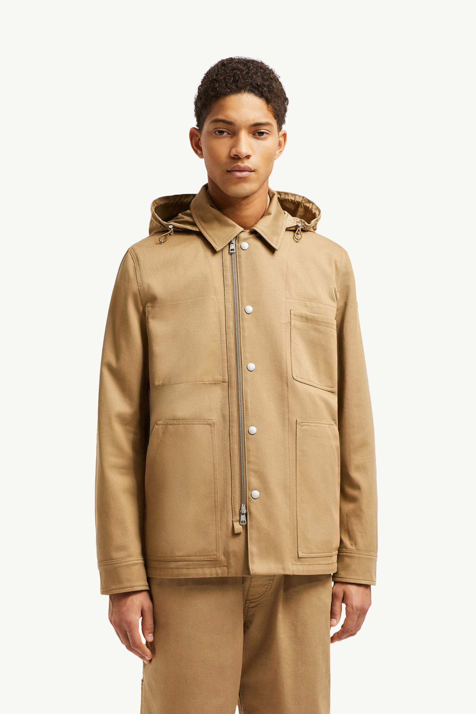 Guerledan Hooded Cotton Shirt Jacket Men Beige Moncler 3