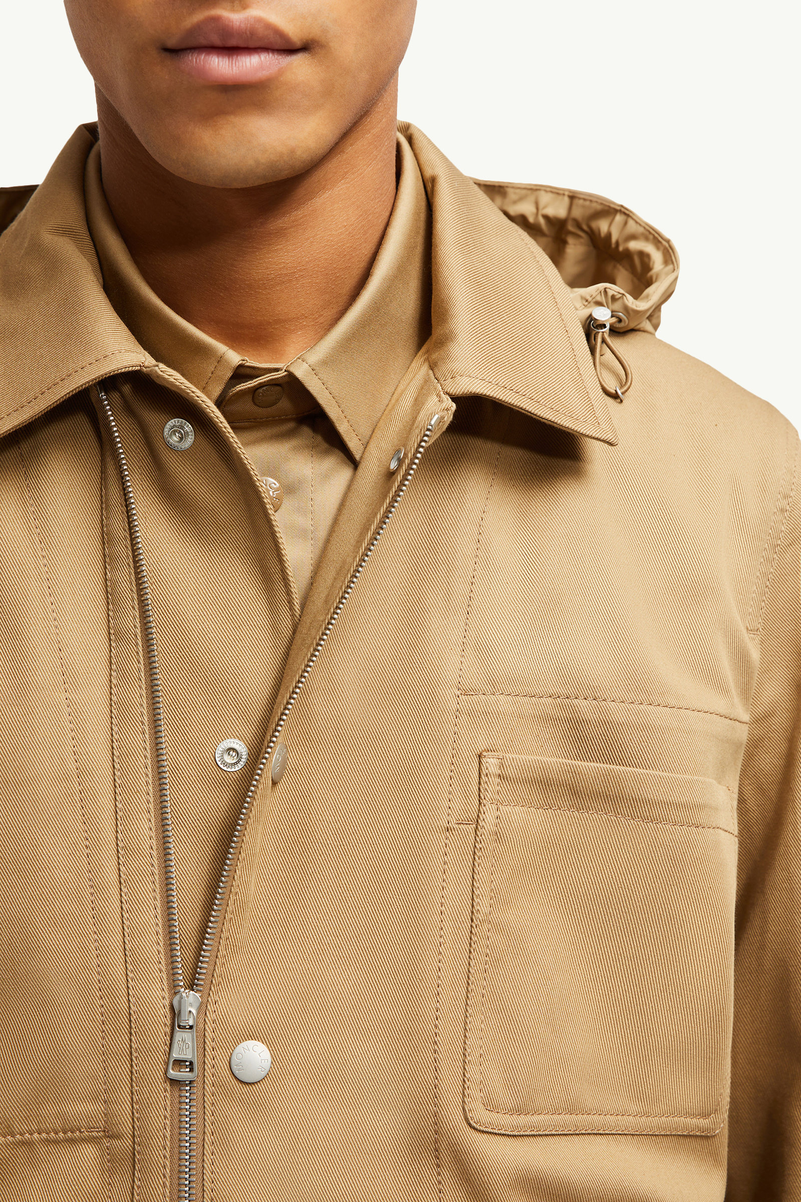 Guerledan Hooded Cotton Shirt Jacket Men Beige Moncler 5