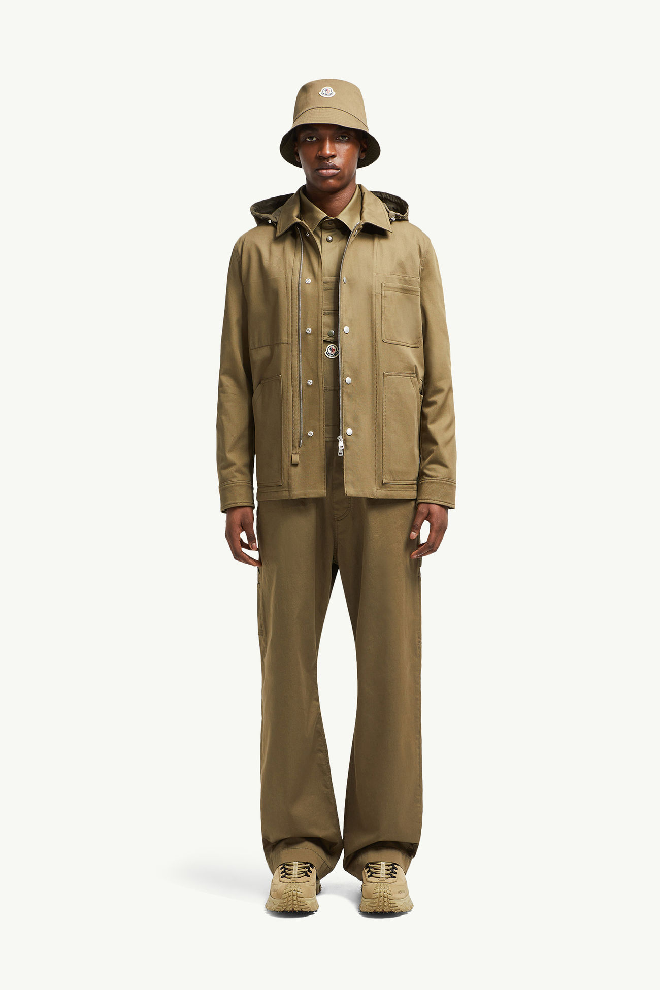 Guerledan 후드 코튼 셔츠 재킷 남성 올리브 그린 Moncler 0