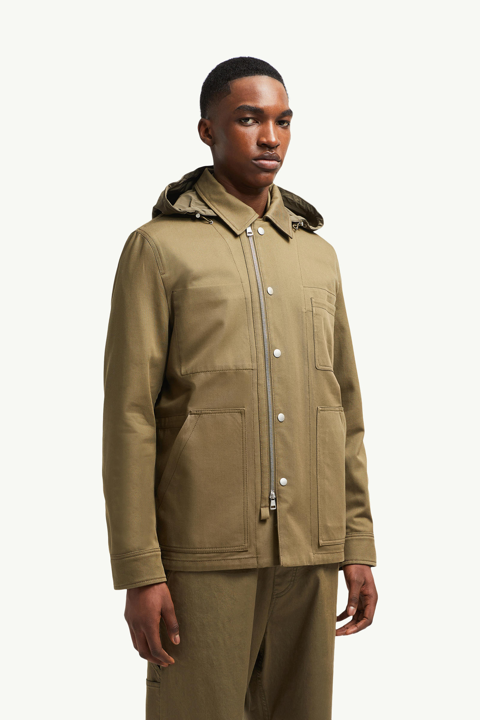 Guerledan Hooded Cotton Shirt Jacket Men Olive Green Moncler 3
