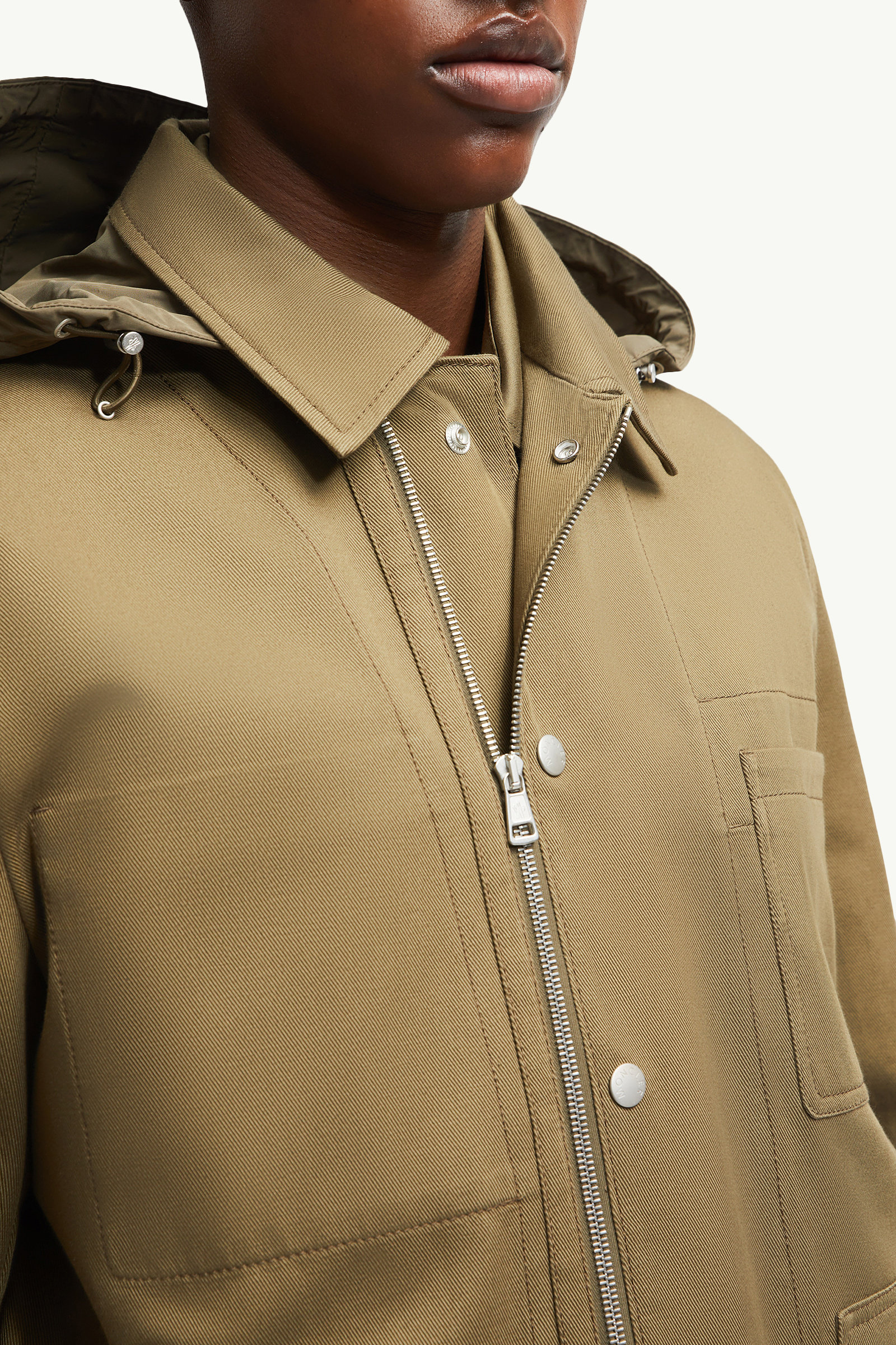 Guerledan Hooded Cotton Shirt Jacket Men Olive Green Moncler 5
