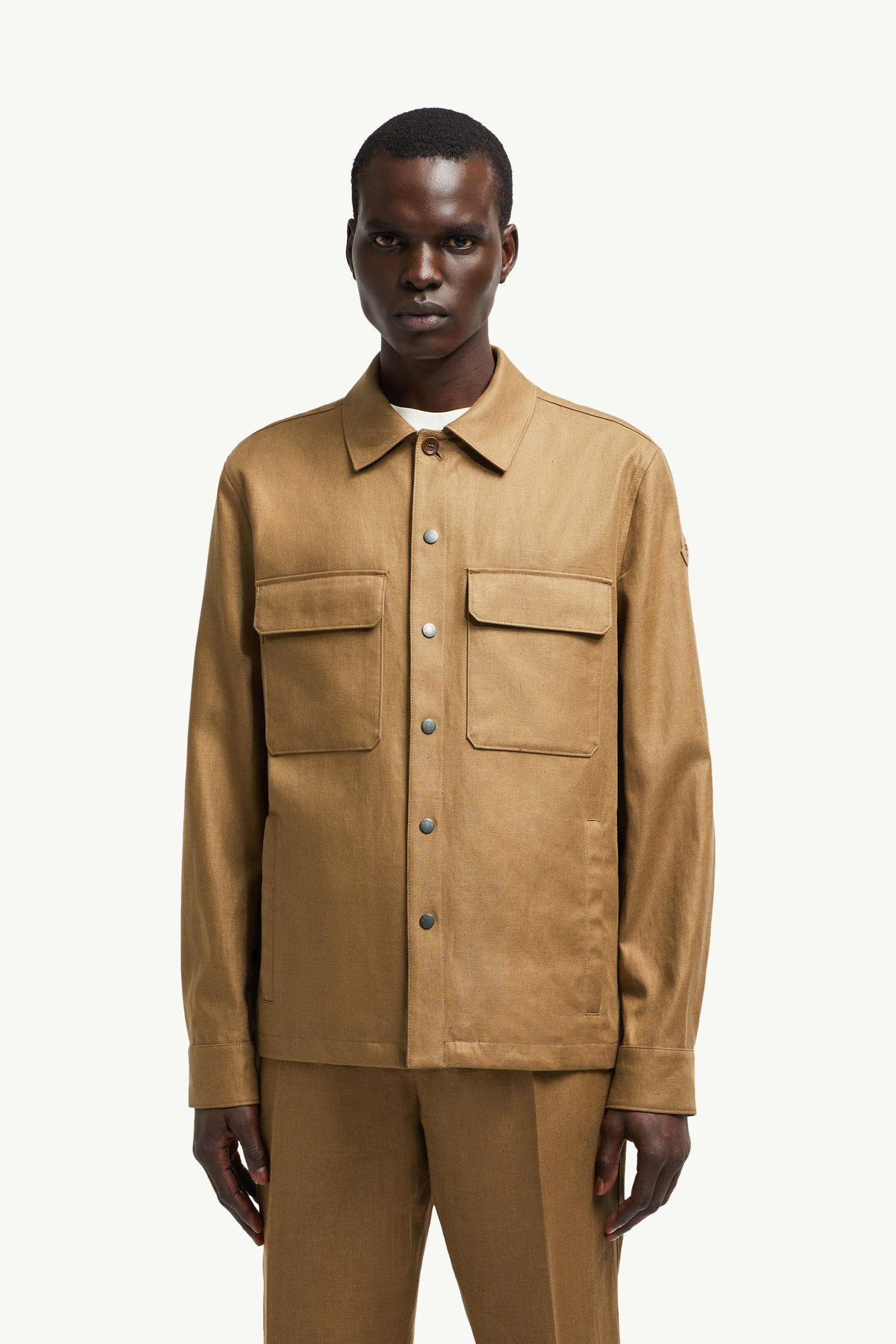Callaqui Linen Shirt Jacket Men Brown Moncler 3