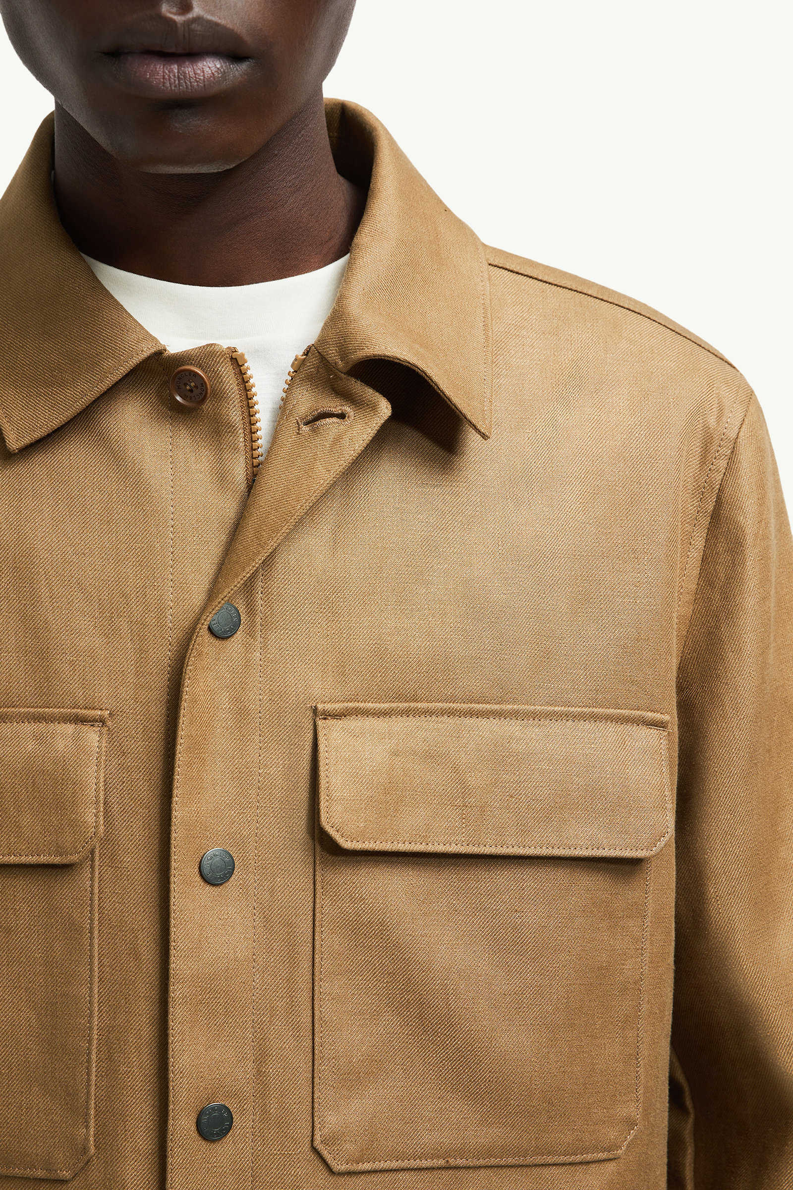 Callaqui Linen Shirt Jacket Men Brown Moncler 6