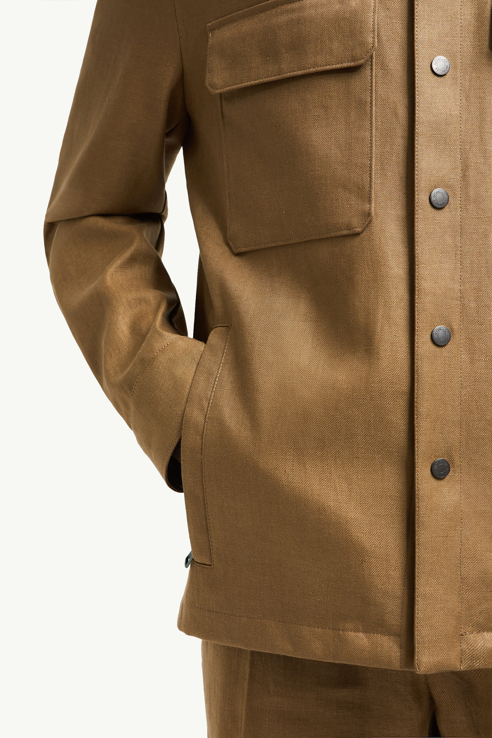 Callaqui Linen Shirt Jacket Men Brown Moncler 7