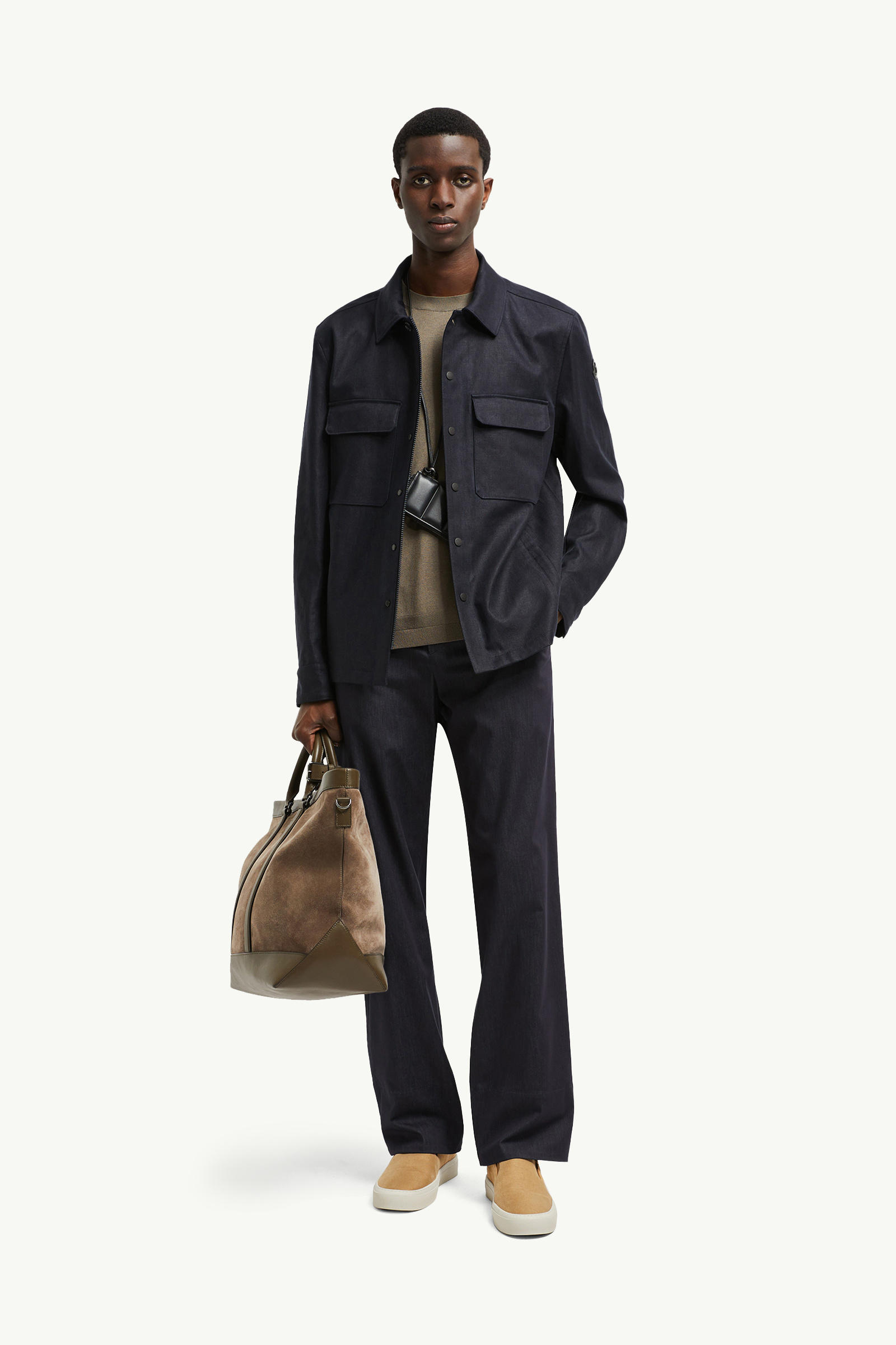 Callaqui Linen Shirt Jacket Men Dark Blue Moncler 0