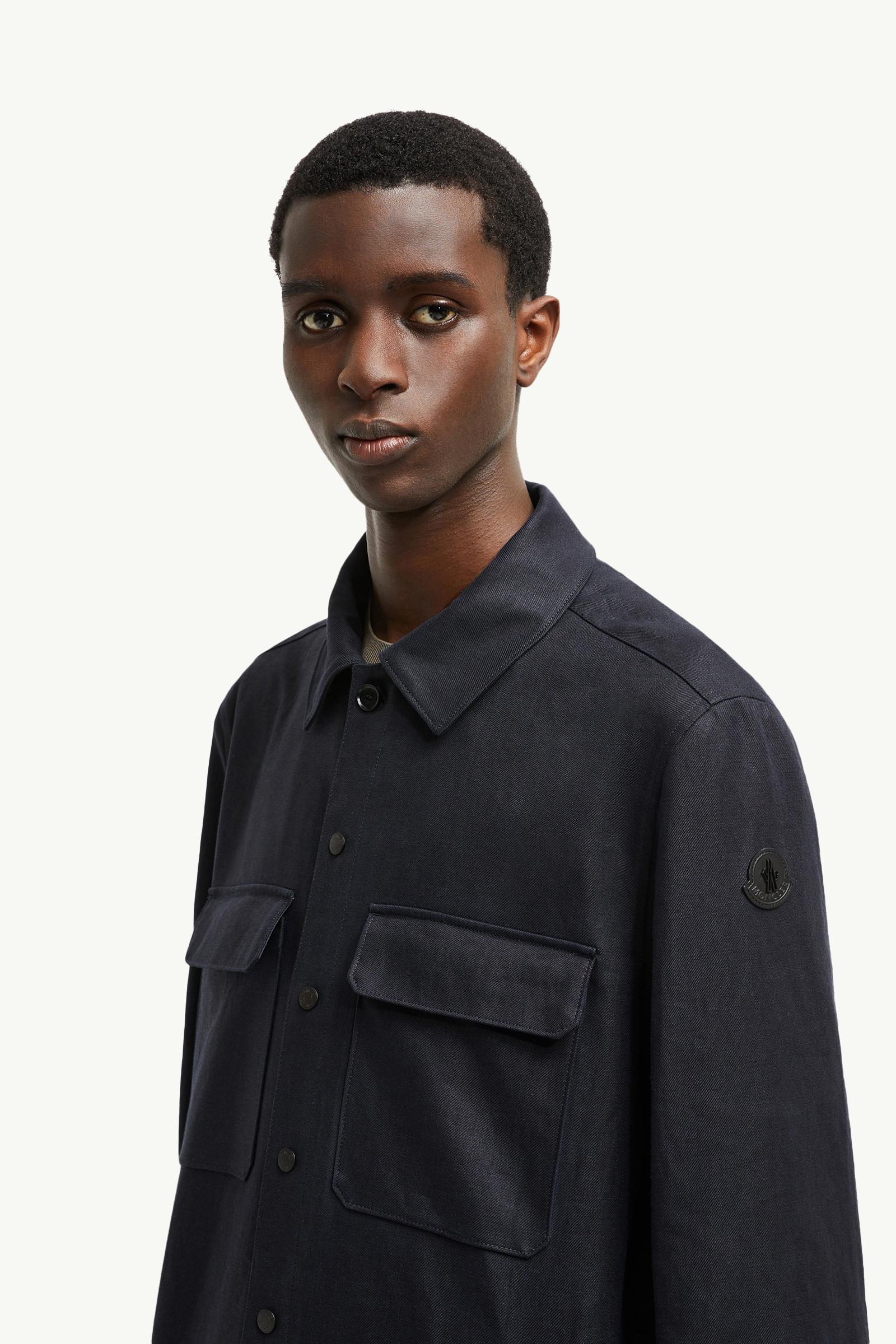 Callaqui Linen Shirt Jacket Men Dark Blue Moncler 1
