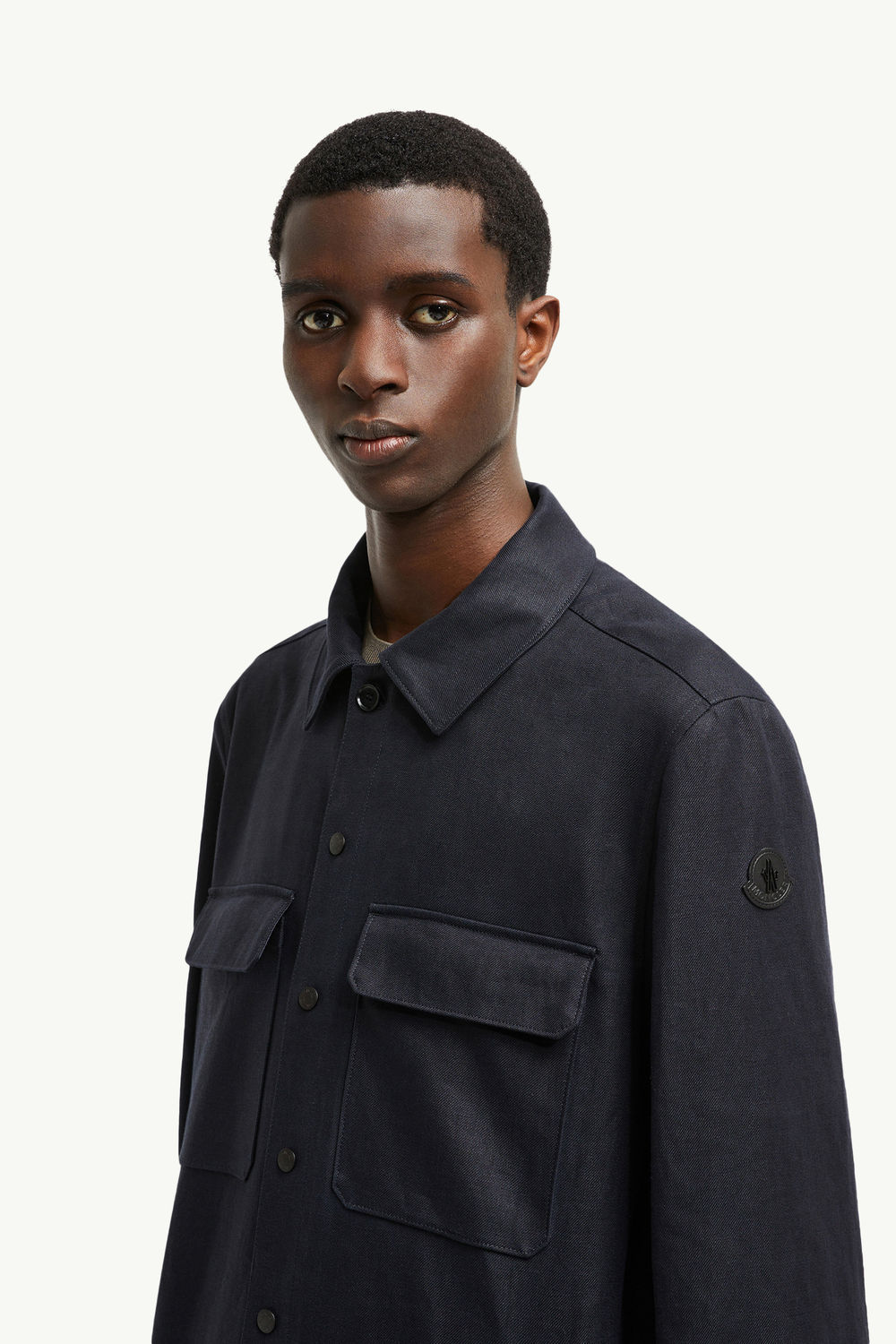 Callaqui Linen Shirt Jacket Men Dark Blue Moncler 1