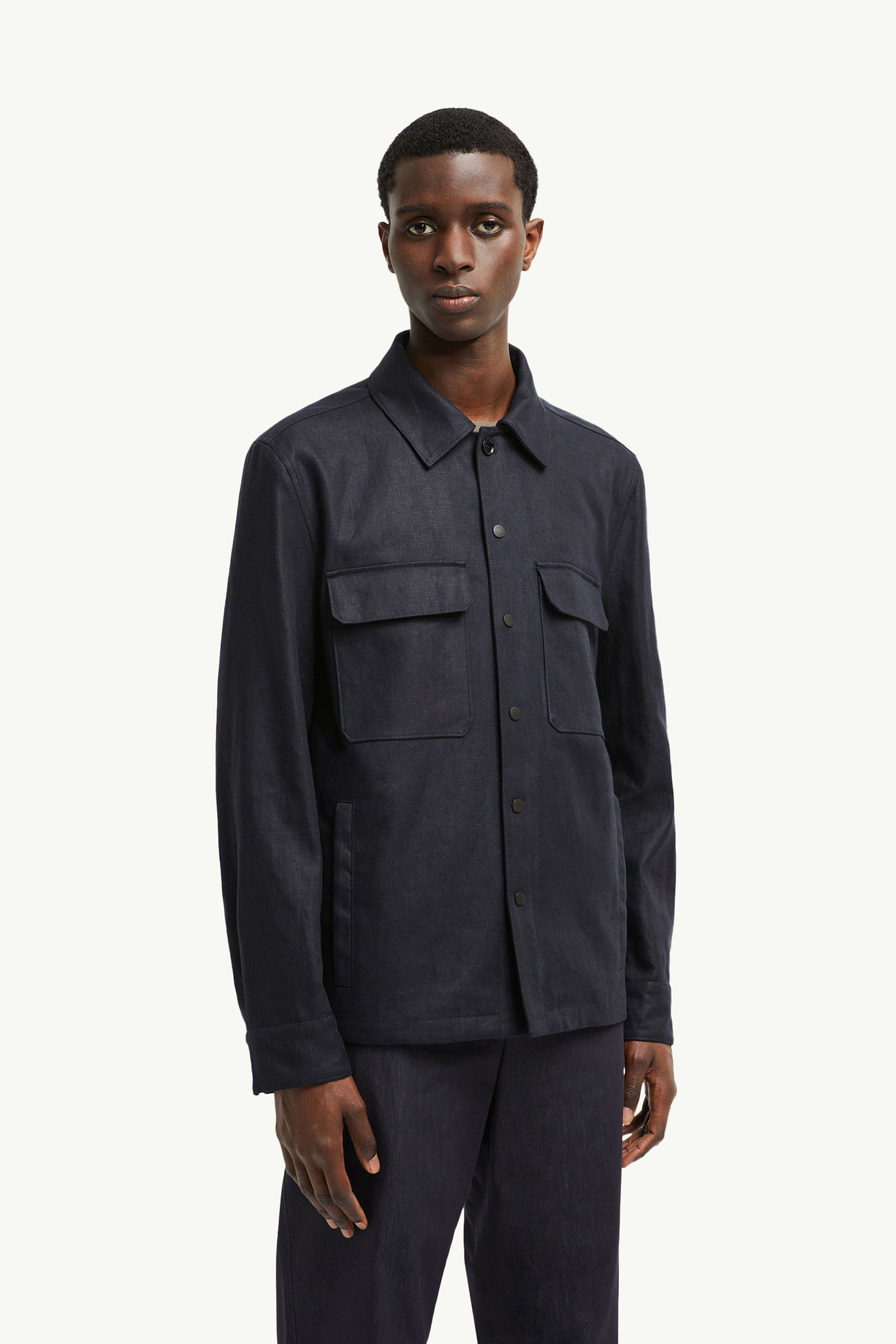 Callaqui亞麻恤衫式外套 男士 深藍色 Moncler 3