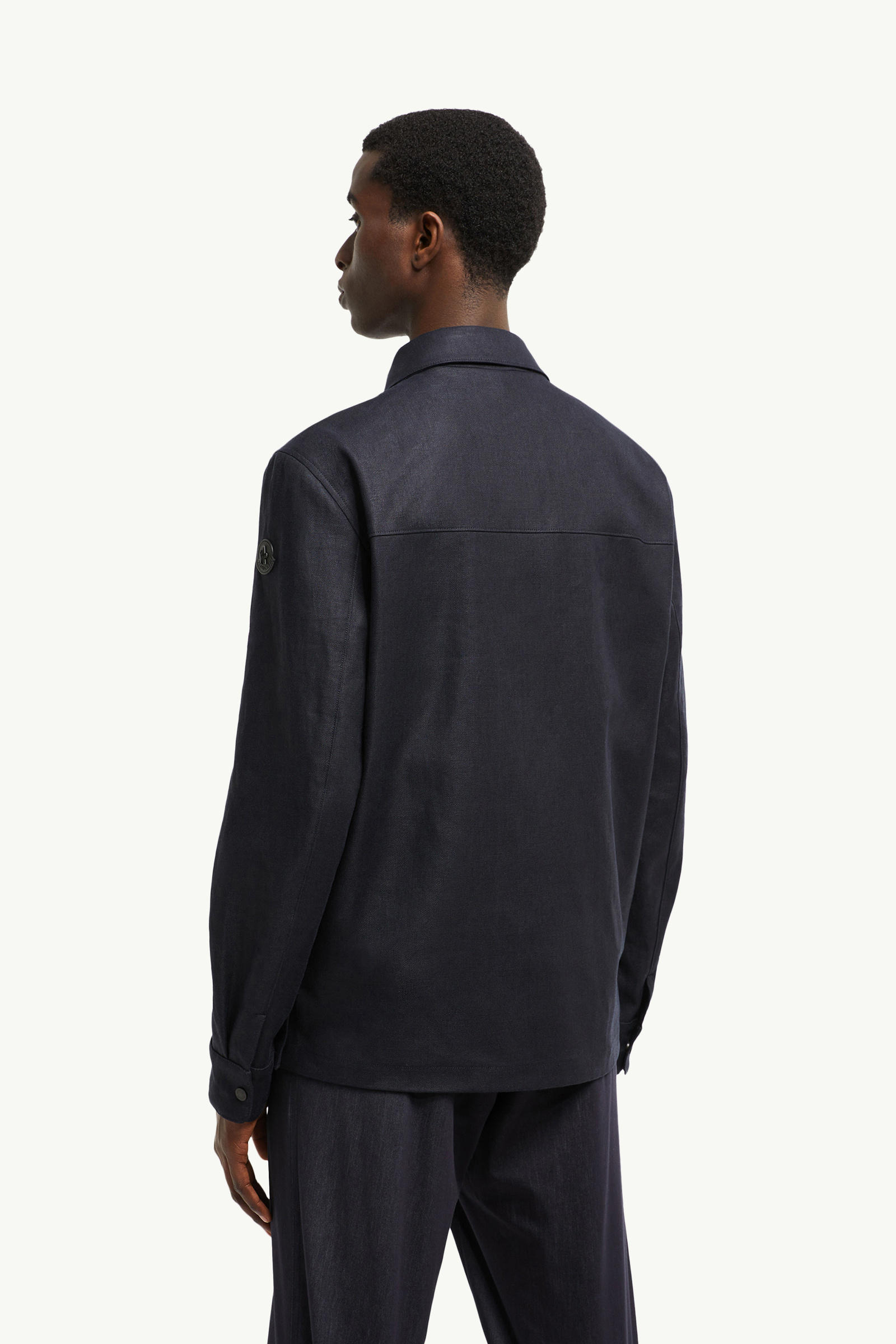 Callaqui Linen Shirt Jacket Men Dark Blue Moncler 4