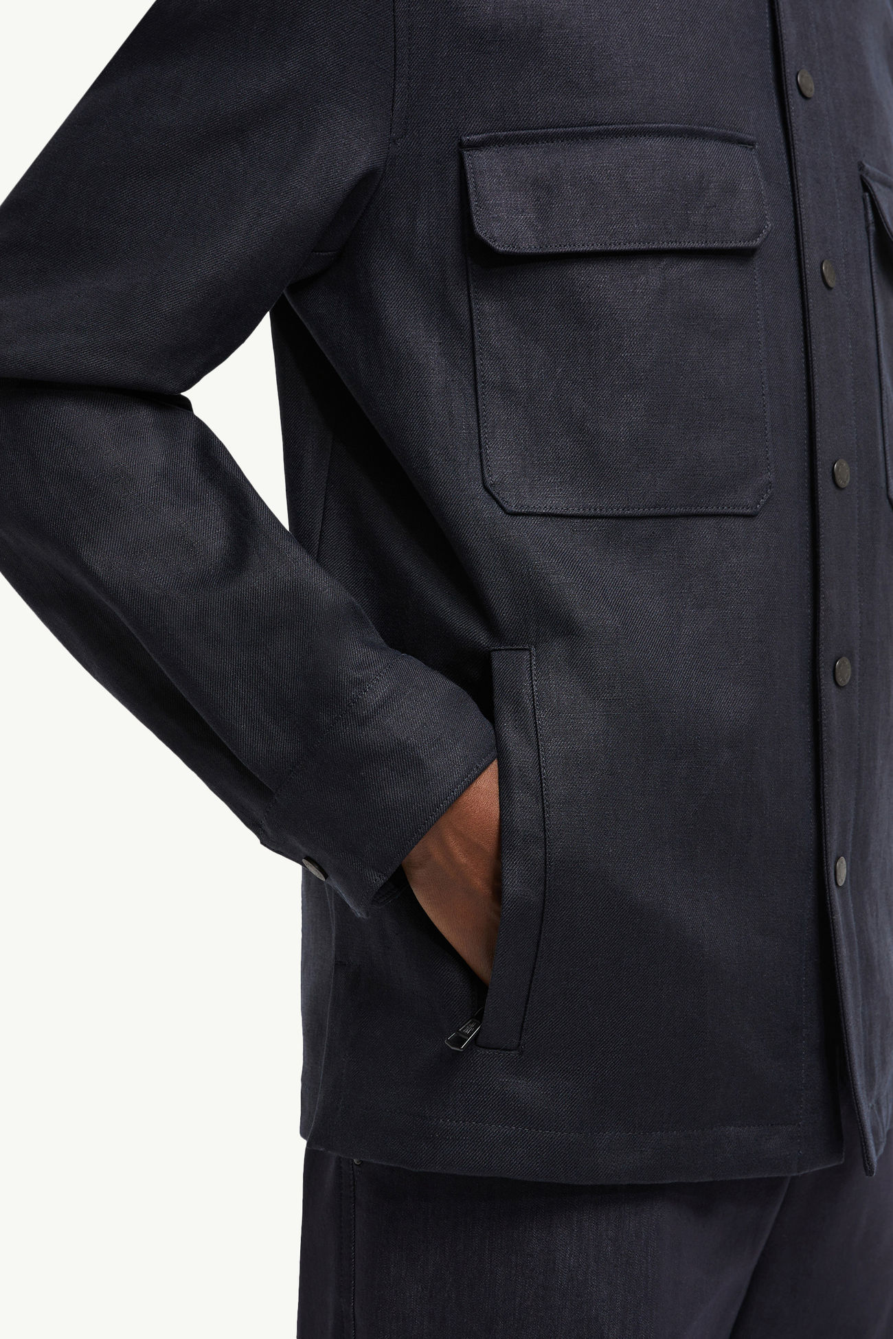 Callaqui亞麻恤衫式外套 男士 深藍色 Moncler 5