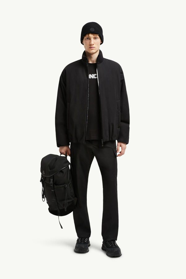Cotton Gabardine Cargo Trousers Men Black Moncler 0