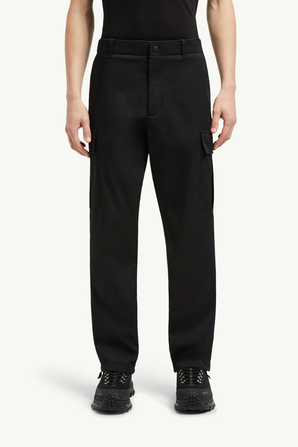 Cotton Gabardine Cargo Trousers Men Black Moncler 3