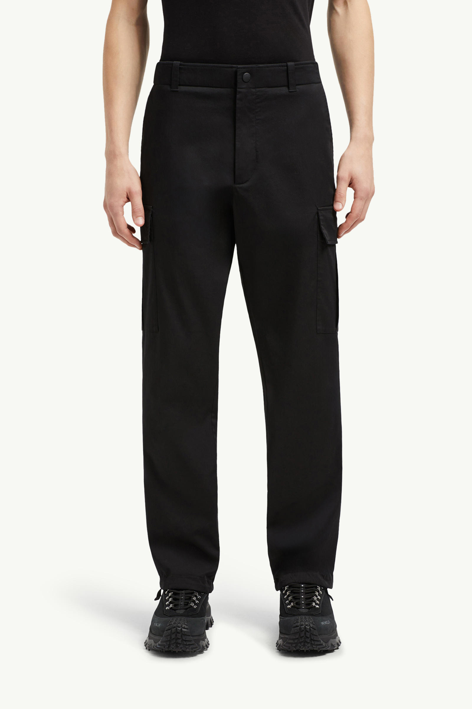 Cotton Gabardine Cargo Trousers Men Black Moncler 3