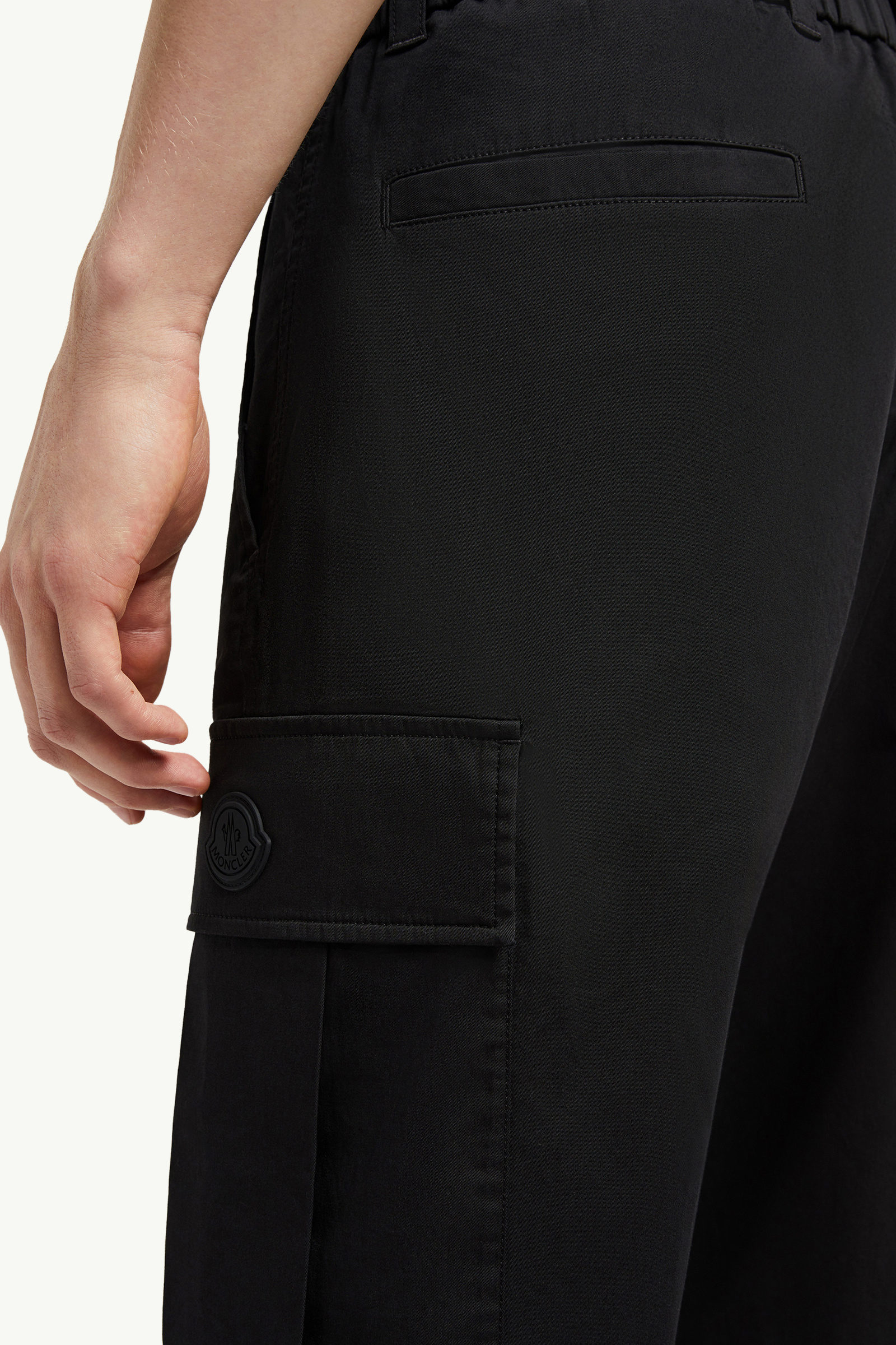 Cotton Gabardine Cargo Trousers Men Black Moncler 6