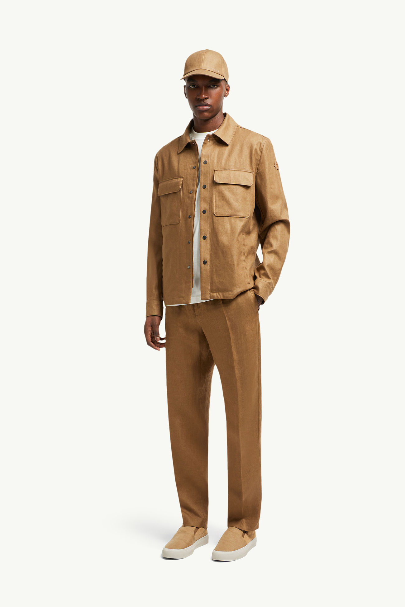 Linen Trousers Men Light Brown Moncler 0