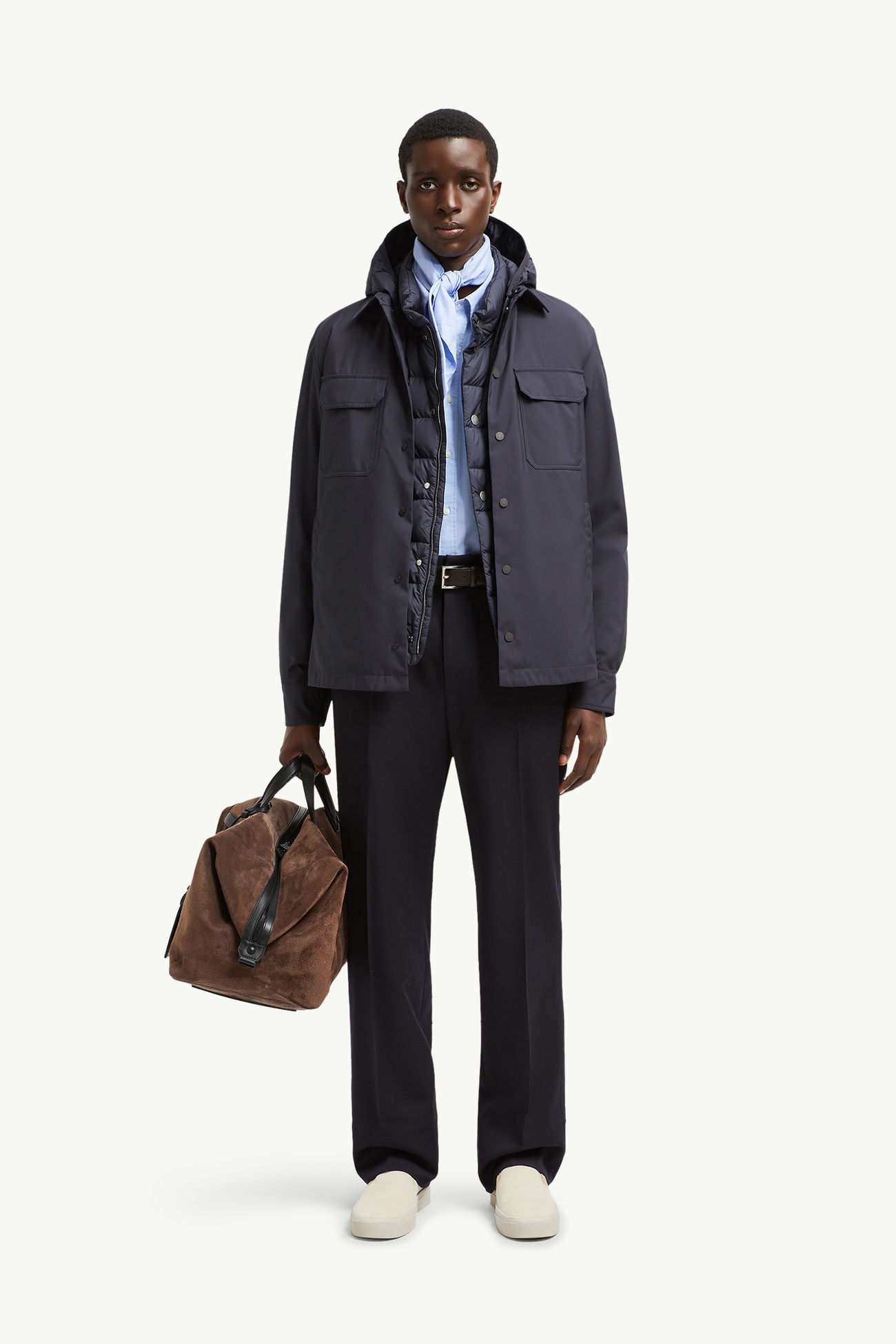 Pantalones de sastrería de gabardina de lana Hombre Azul oscuro Moncler 0