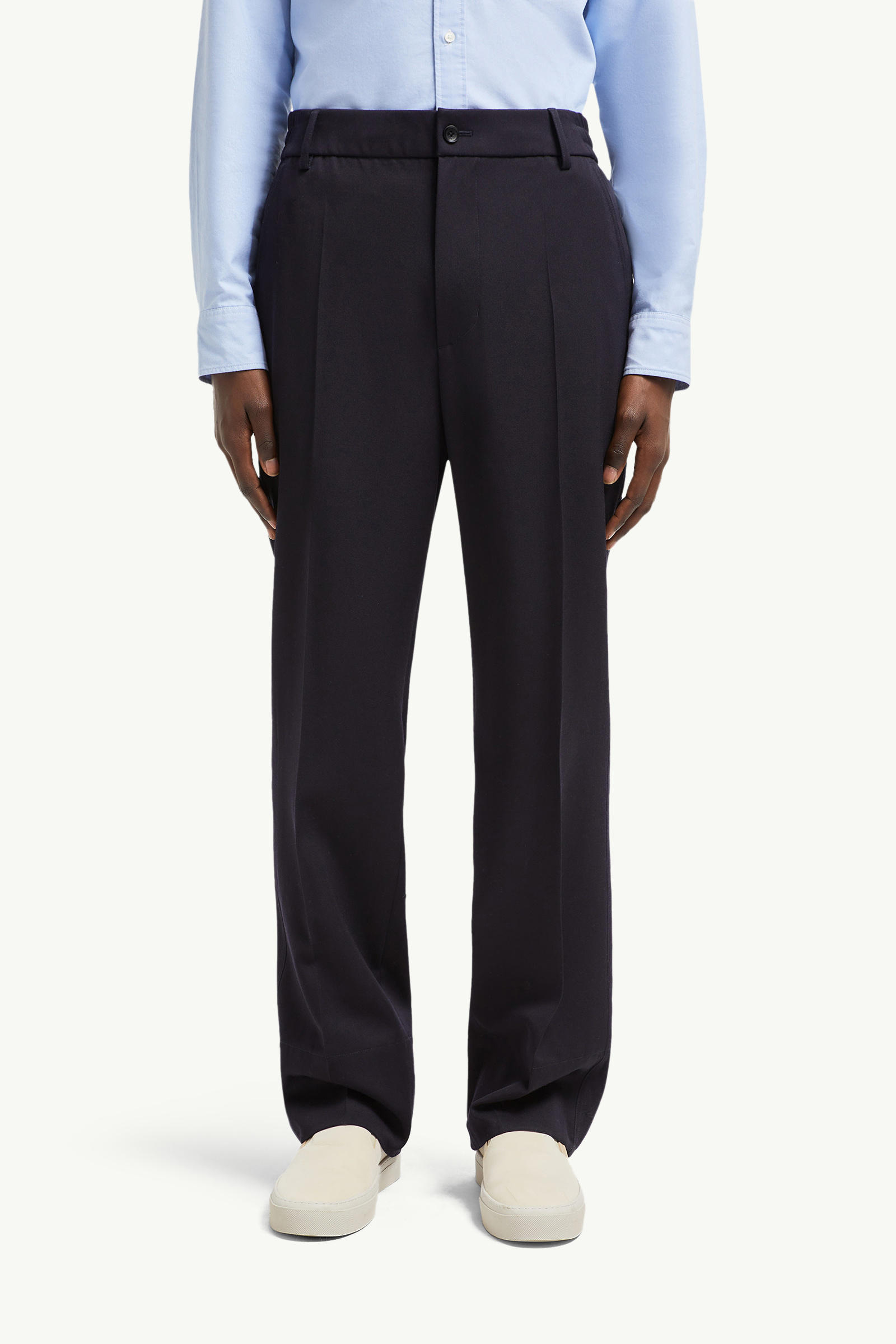 Pantalones de sastrería de gabardina de lana Hombre Azul oscuro Moncler 3