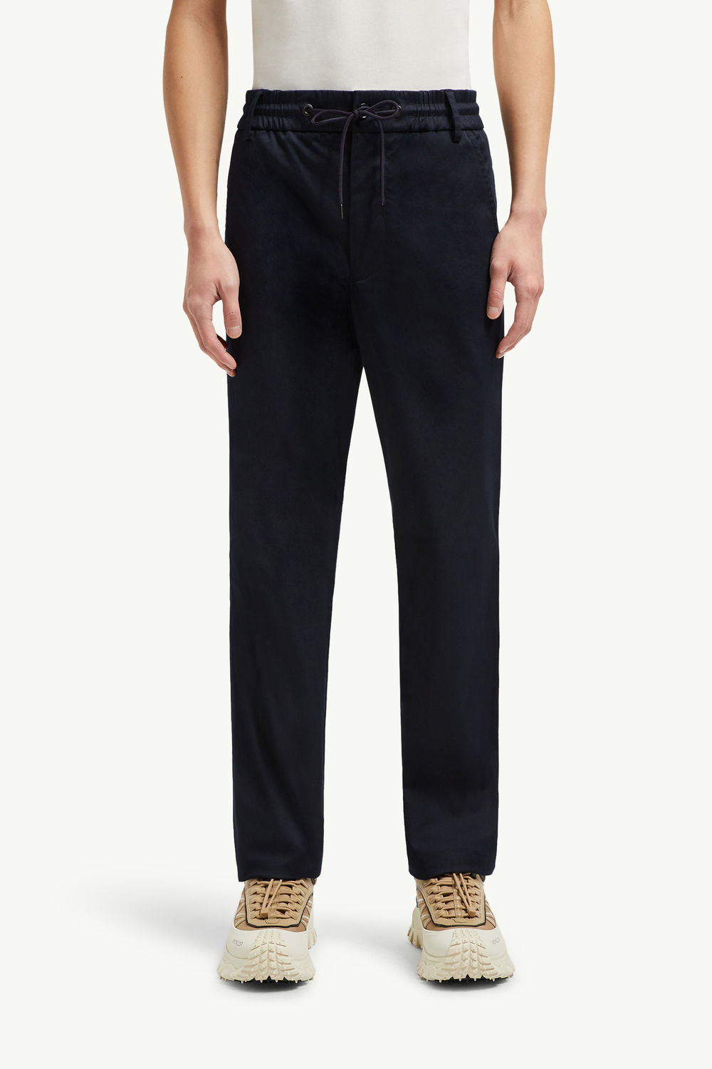 Cotton Gabardine Chinos Men Navy Blue Moncler 3