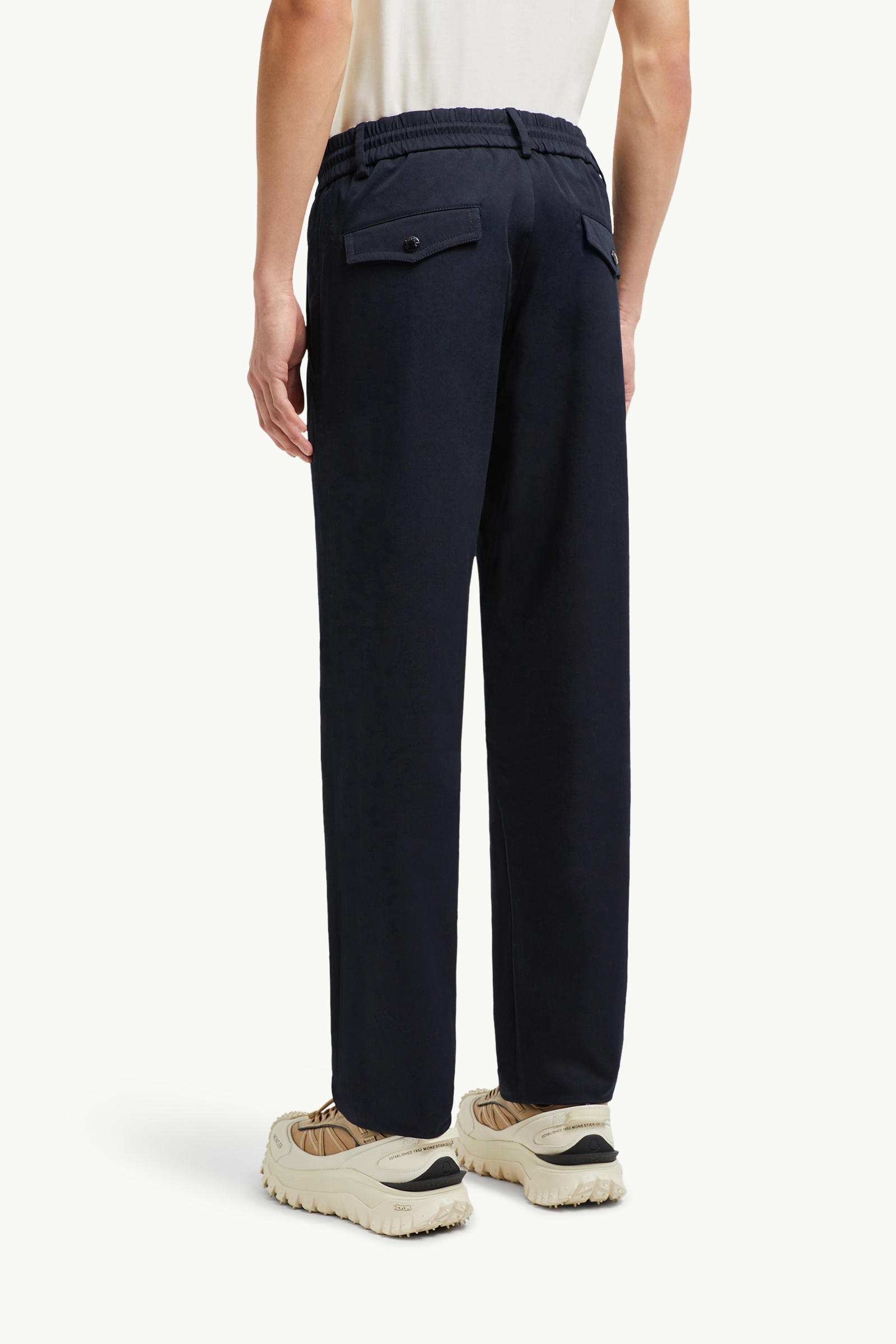 Cotton Gabardine Chinos Men Navy Blue Moncler 4
