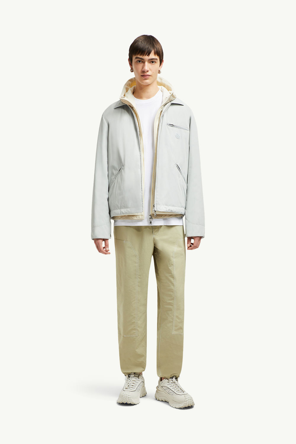Embroidered Logo Patch Jogging Trousers Men Light Beige Moncler 0