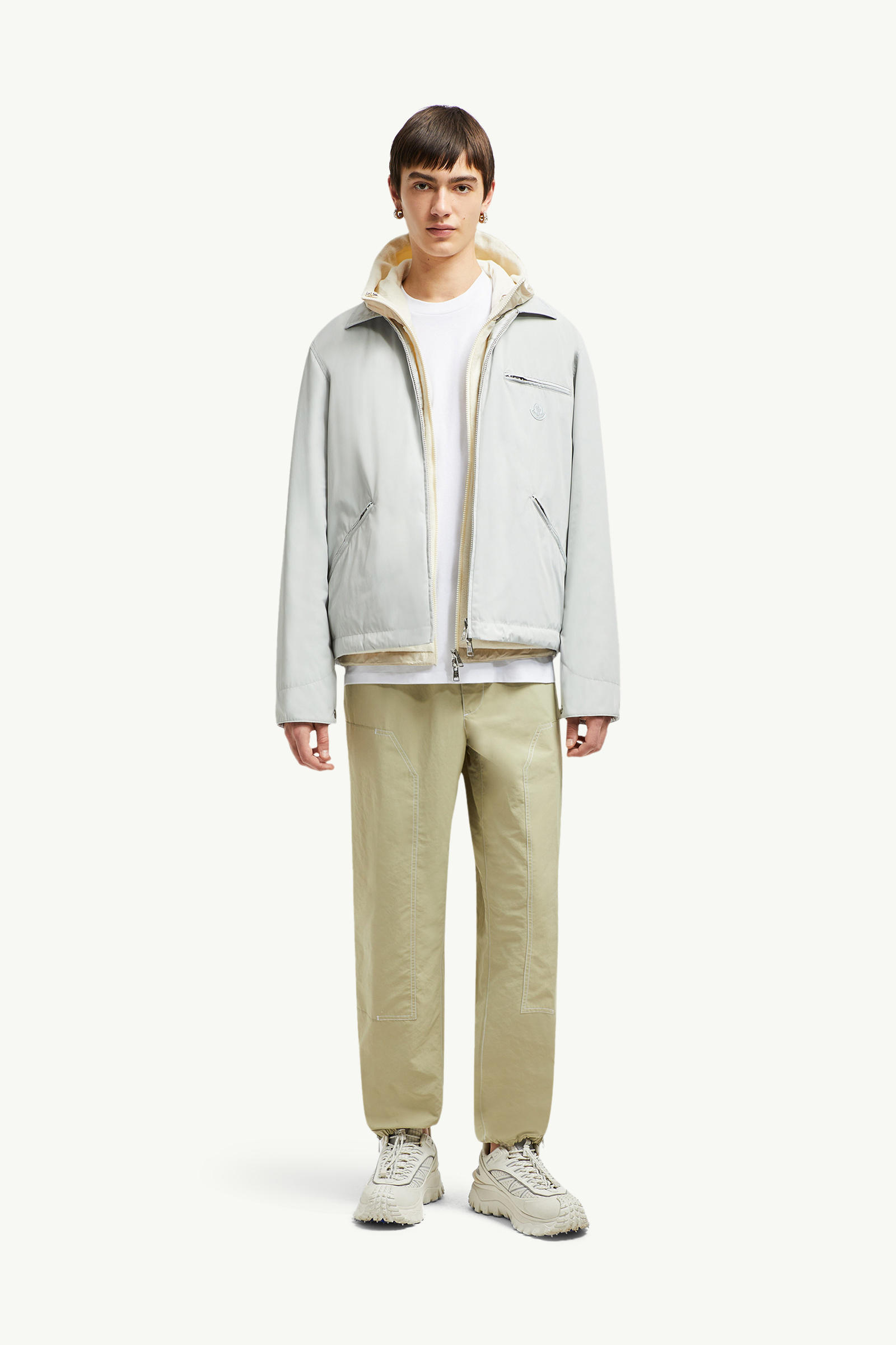 Pantalones deportivos con parche con logotipo bordado Hombre Beige Claro Moncler 0