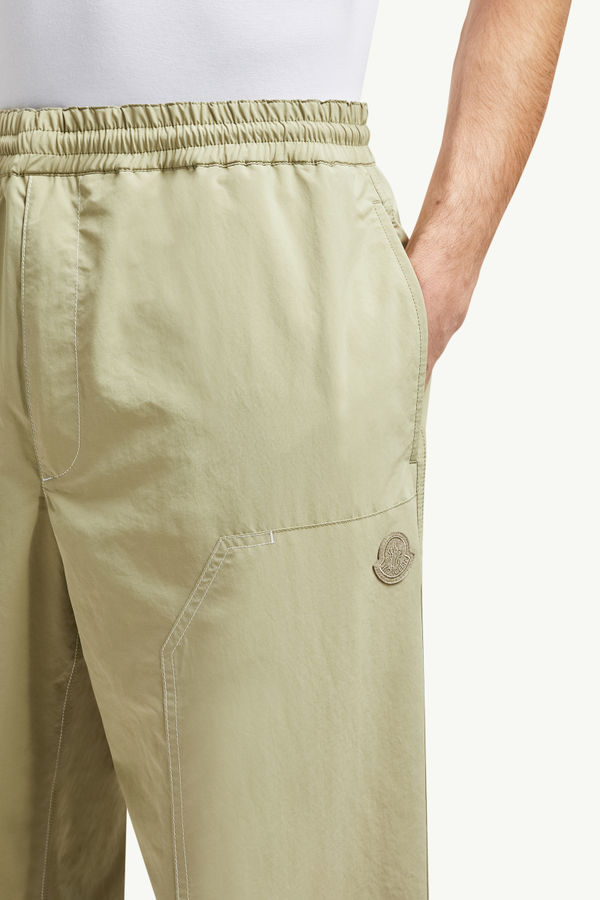 Embroidered Logo Patch Jogging Trousers Men Light Beige Moncler 1