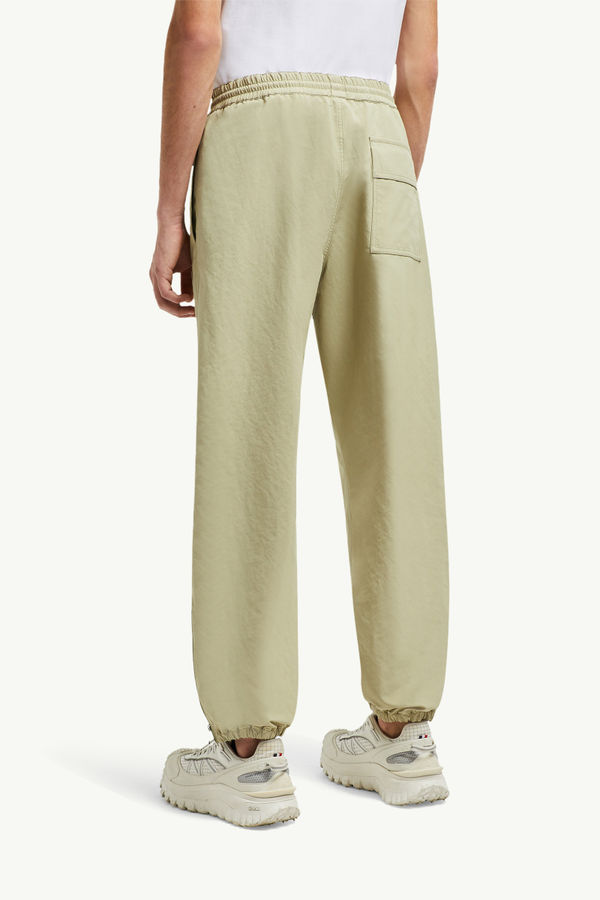 Embroidered Logo Patch Jogging Trousers Men Light Beige Moncler 4