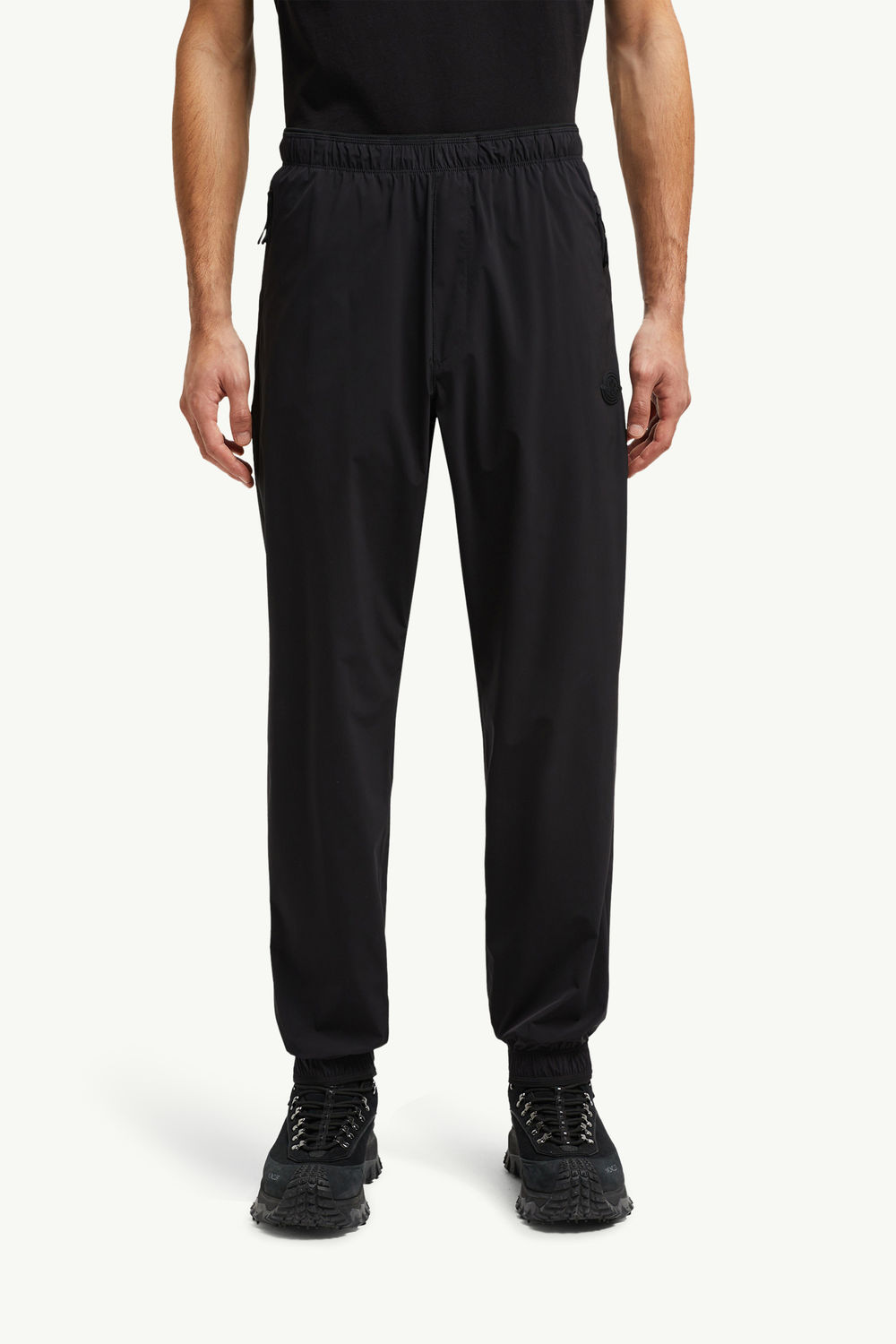 Logo Patch Jogging Trousers Men Black Moncler 3