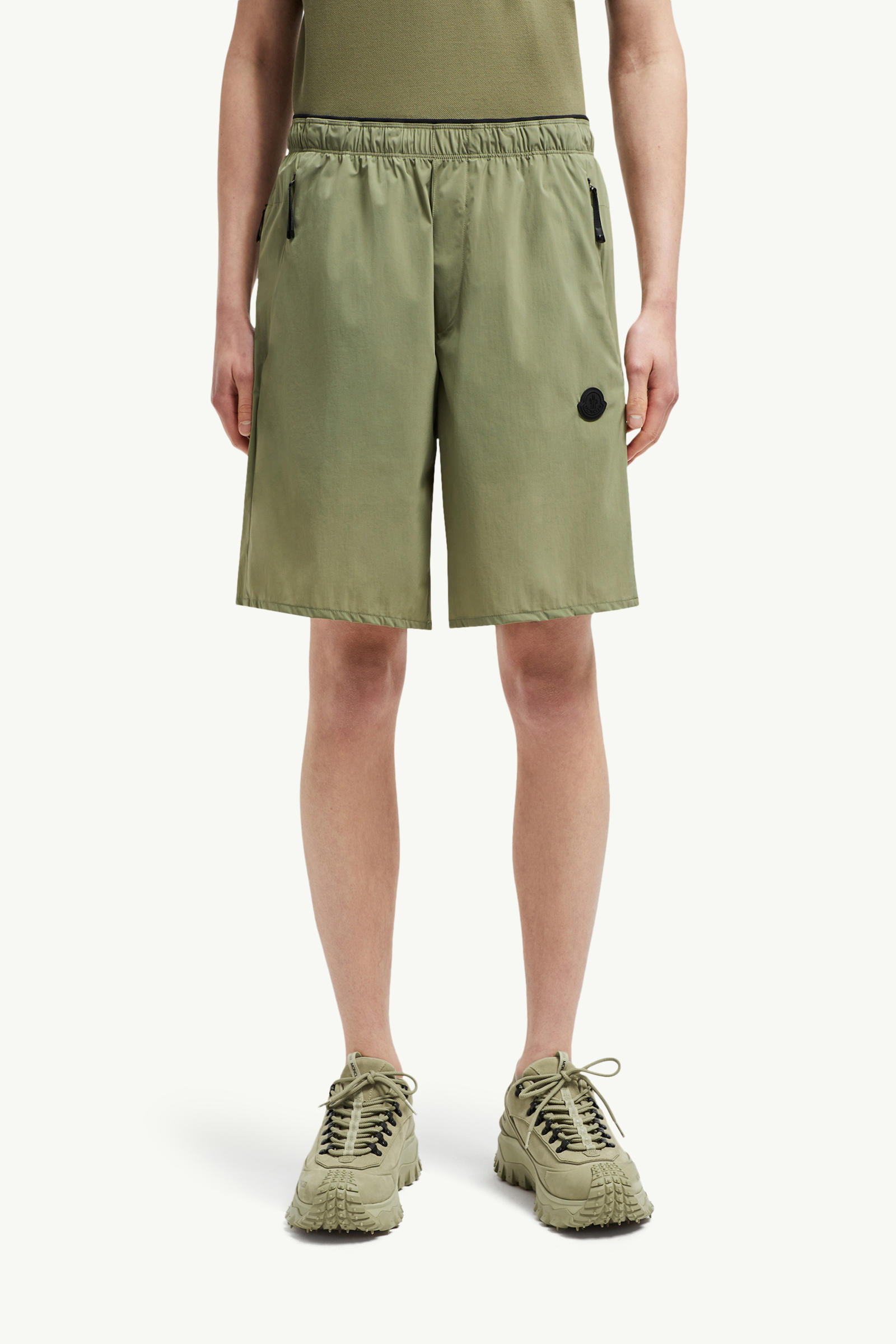 Logo Patch Shorts Men Sage Green Moncler 3