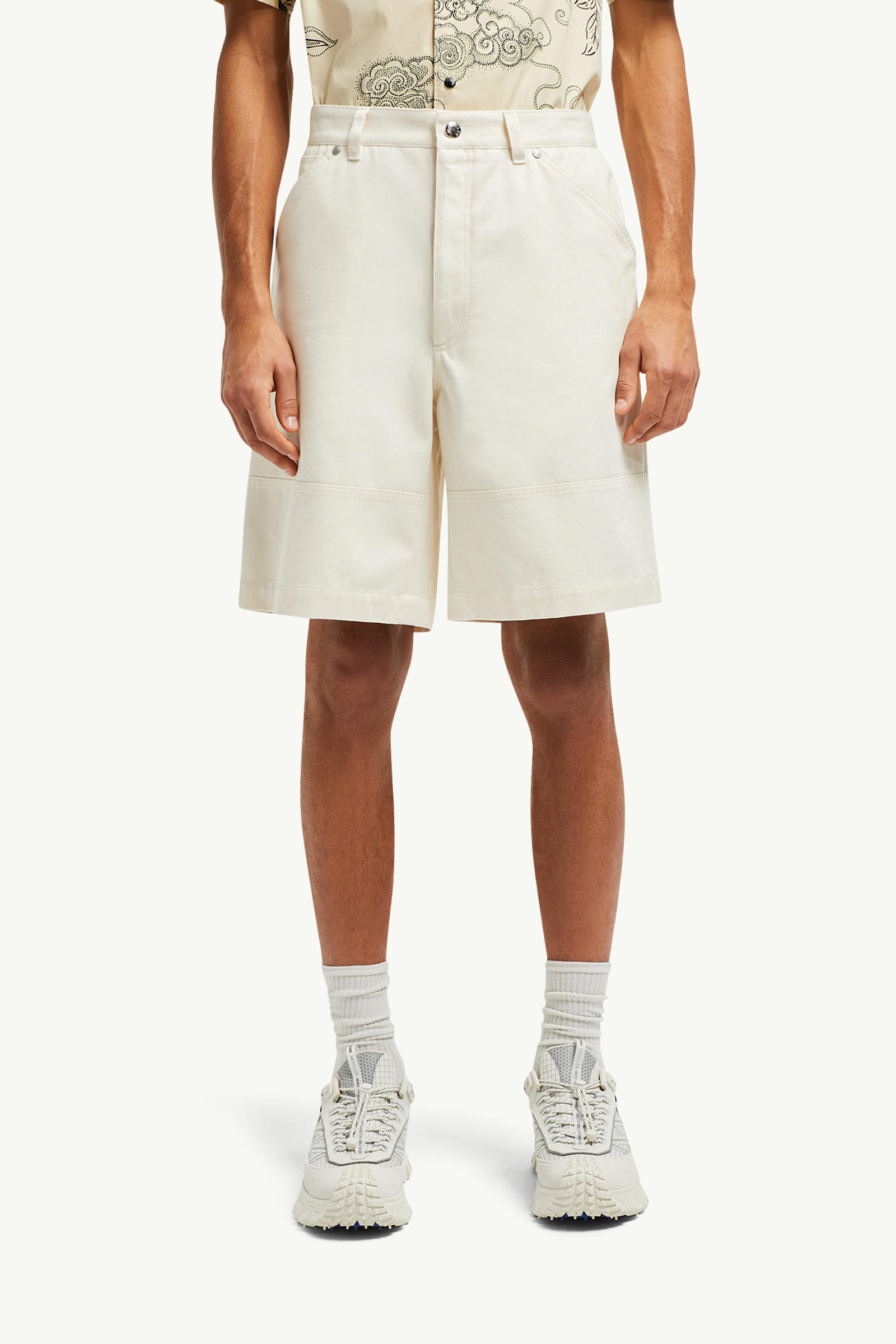 Cotton Bermuda Shorts Men White Ivory Moncler 3