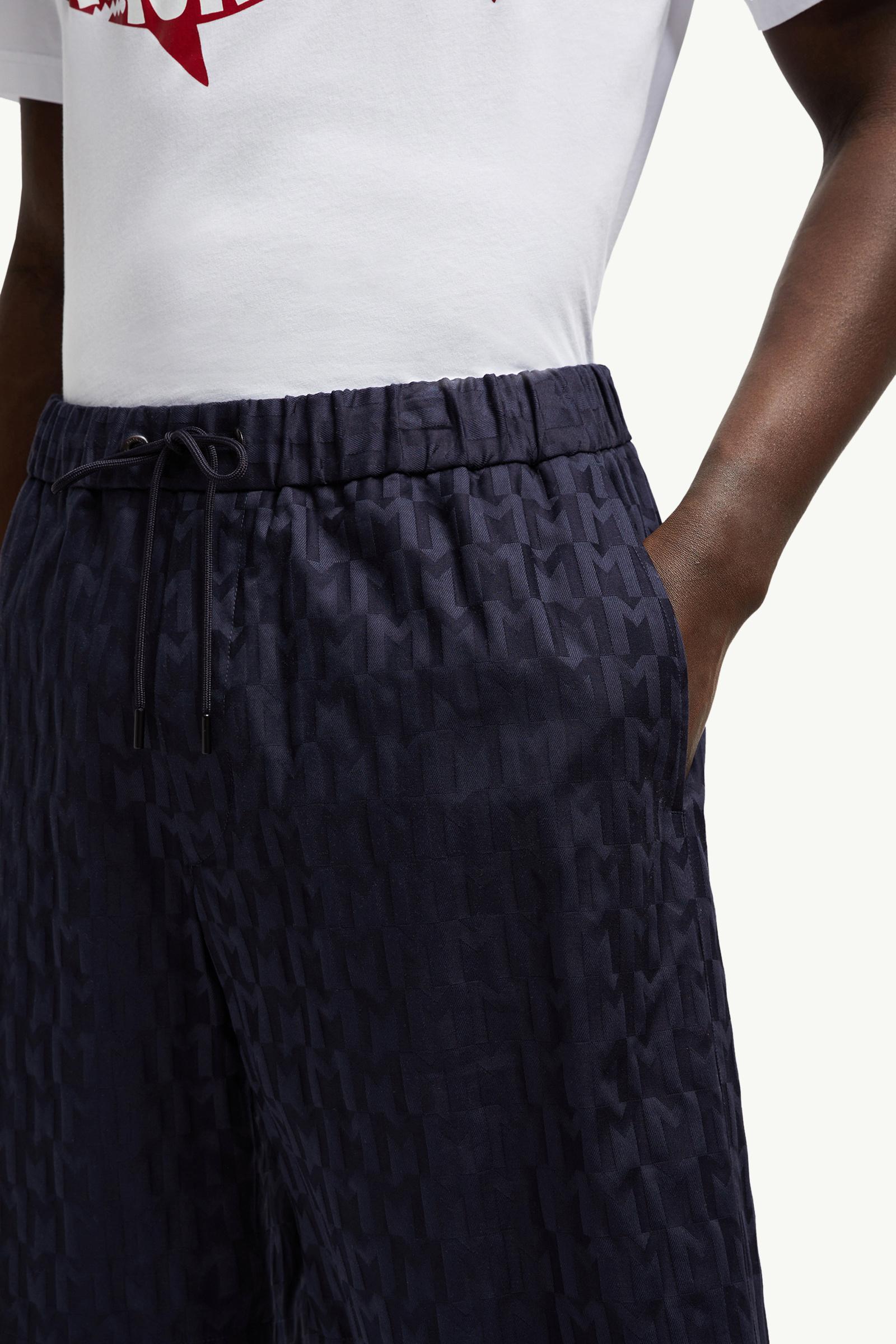 Monogram Jacquard Cotton Shorts Men Dark Blue Moncler 1
