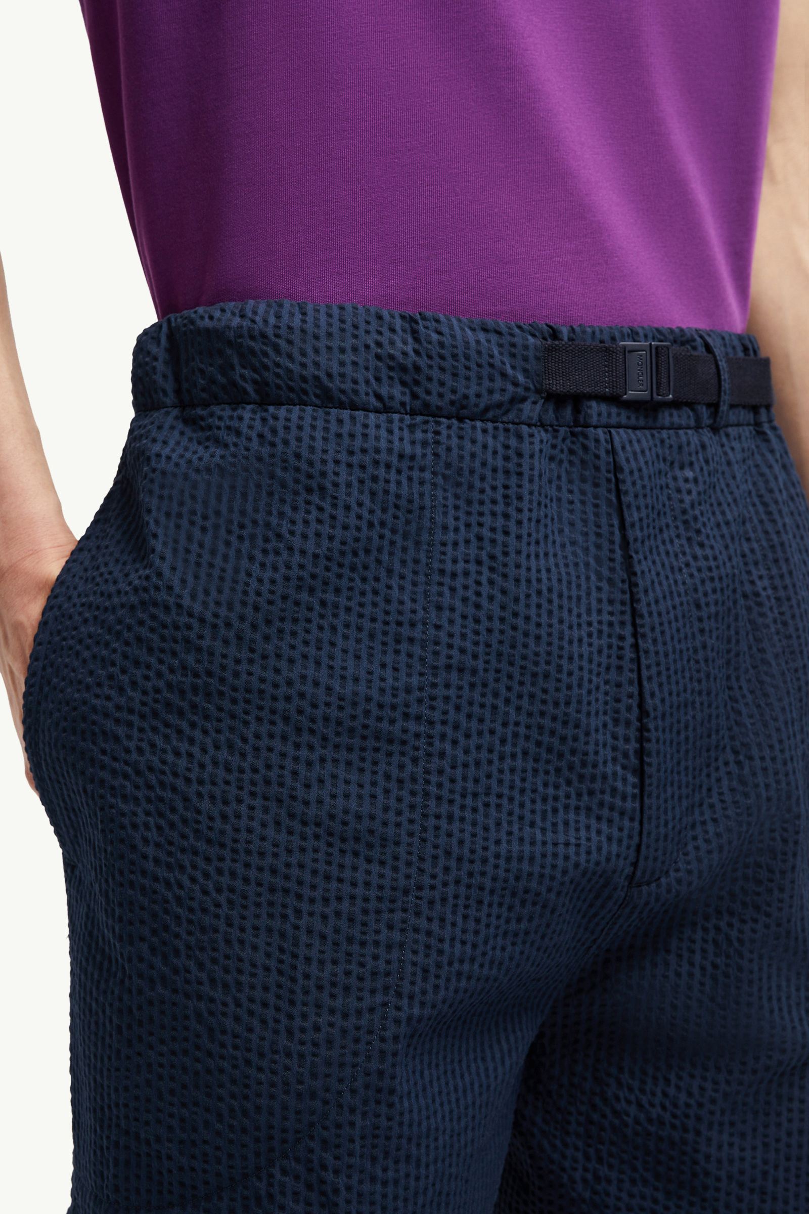 Shorts aus Seersucker mit Gürtel Herren Dunkelblau Moncler 1