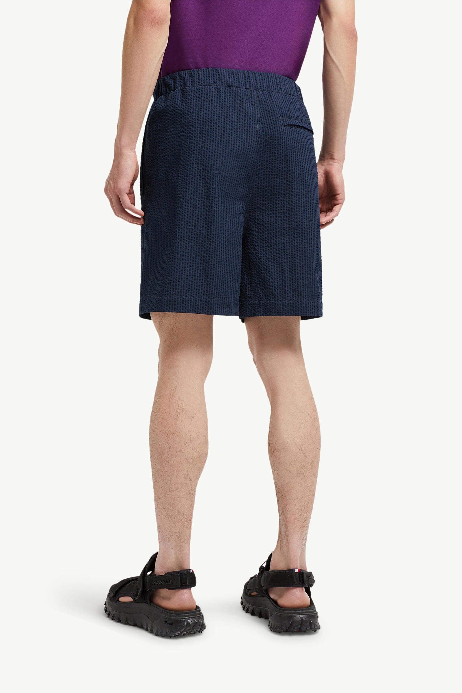 Shorts aus Seersucker mit Gürtel Herren Dunkelblau Moncler 4