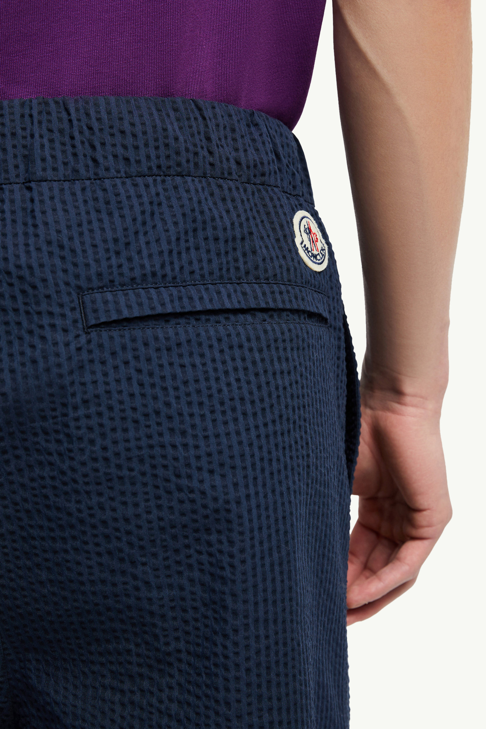 Shorts aus Seersucker mit Gürtel Herren Dunkelblau Moncler 5
