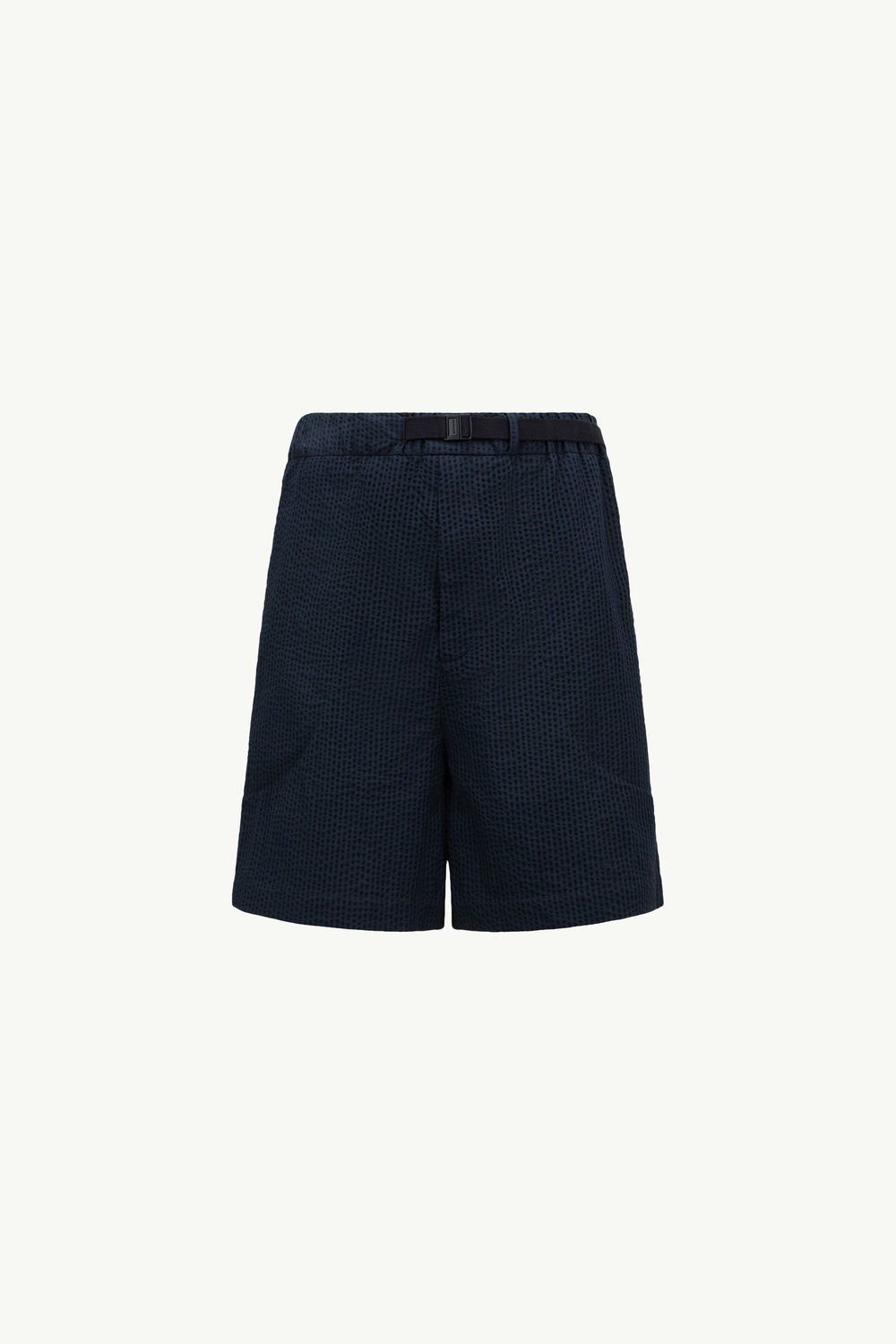 Belted Seersucker Shorts Men Dark Blue Moncler 2