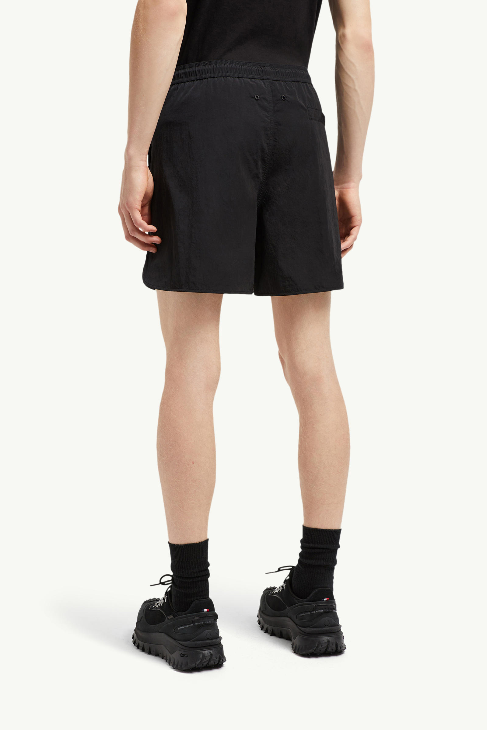 Crinkled Swim Shorts Men Black Moncler 4