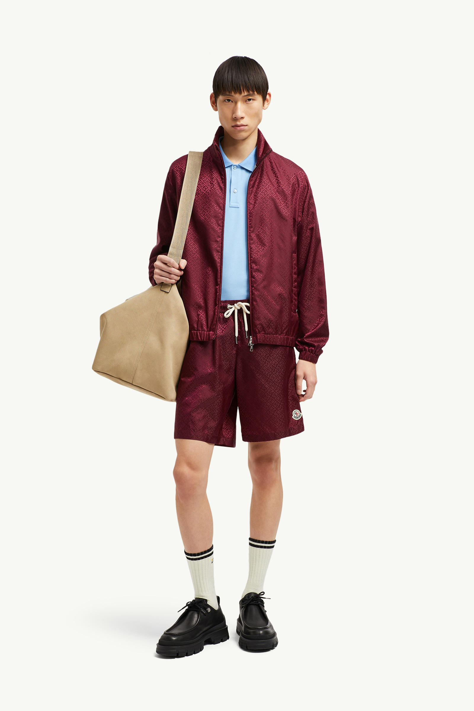 Monogram Jacquard Swim Shorts Men Burgundy Moncler 0