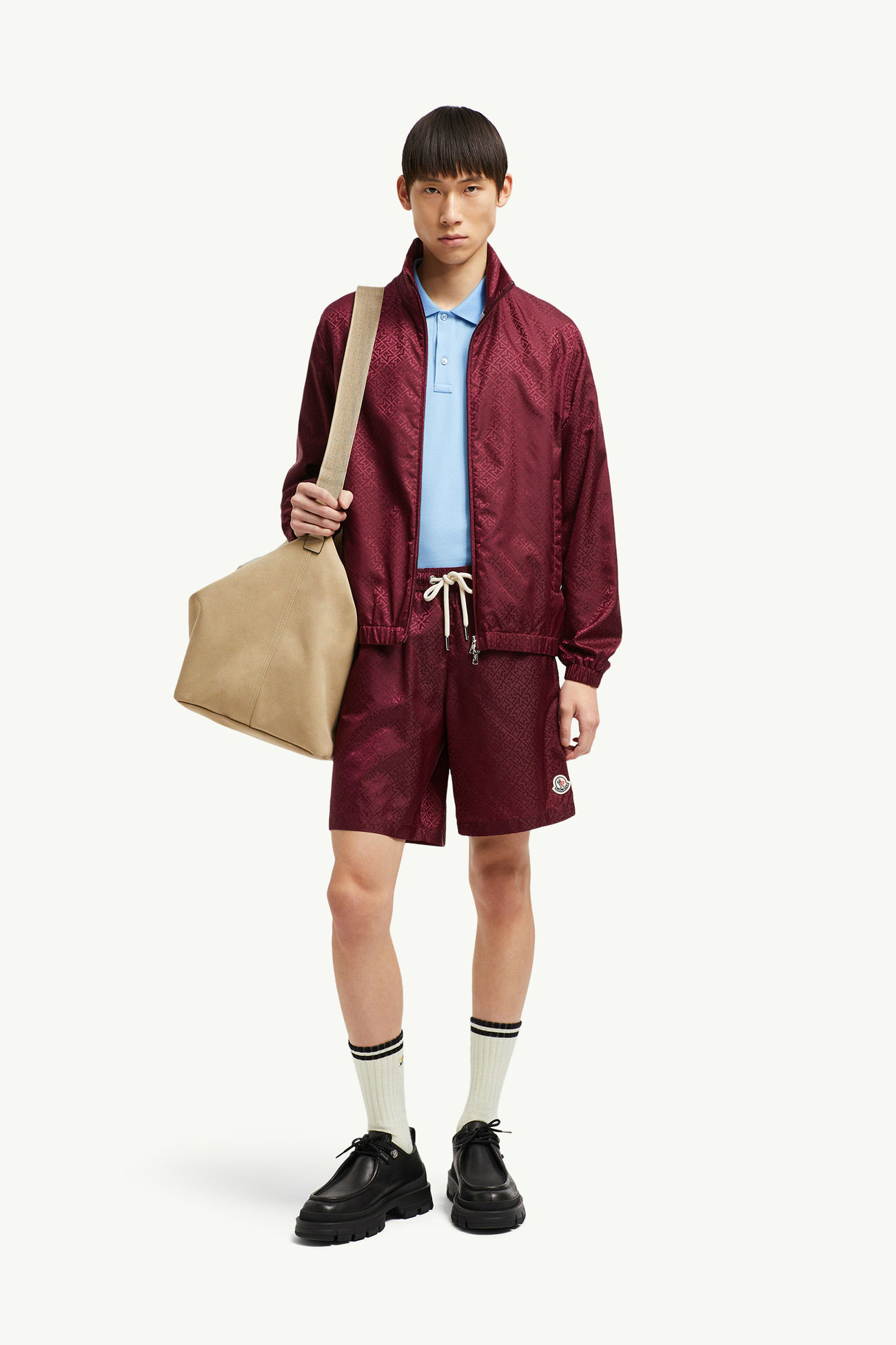 交織圖案提花游泳短褲 男士 酒紅色 Moncler 0