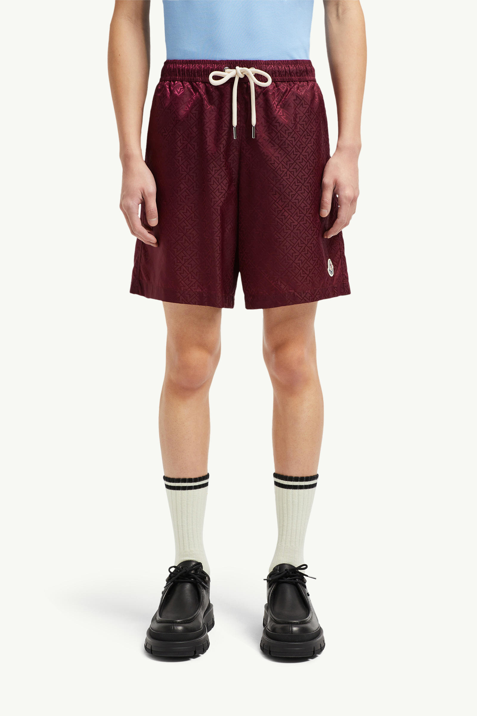Monogram Jacquard Swim Shorts Men Burgundy Moncler 3
