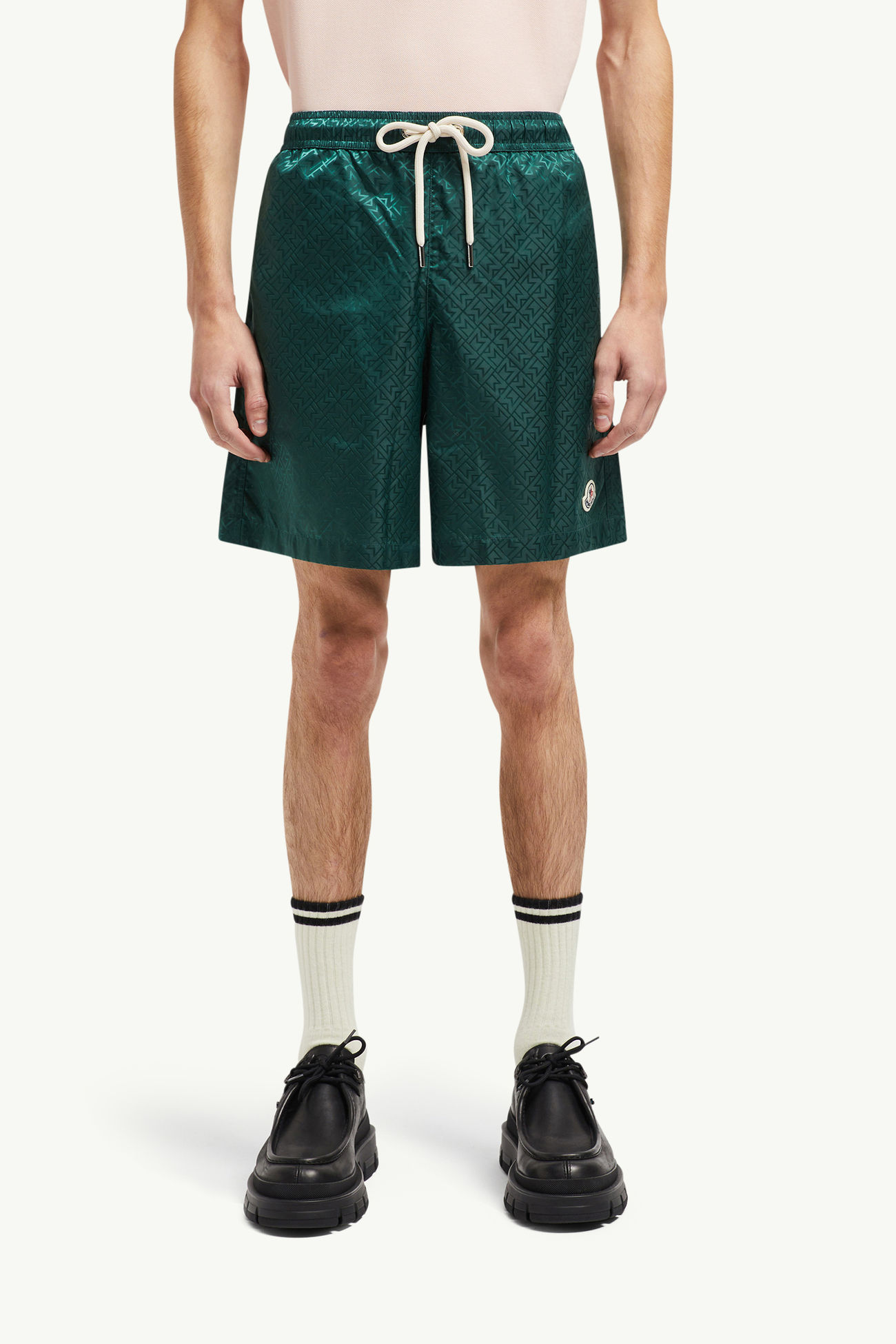 Badeshorts mit Monogramm Jacquard Print Herren Smaragdgrün Moncler 3
