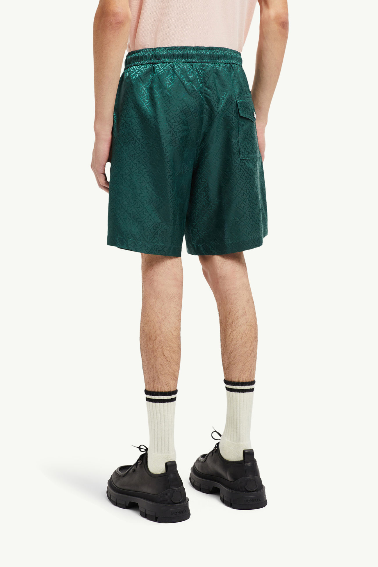 Badeshorts mit Monogramm Jacquard Print Herren Smaragdgrün Moncler 4