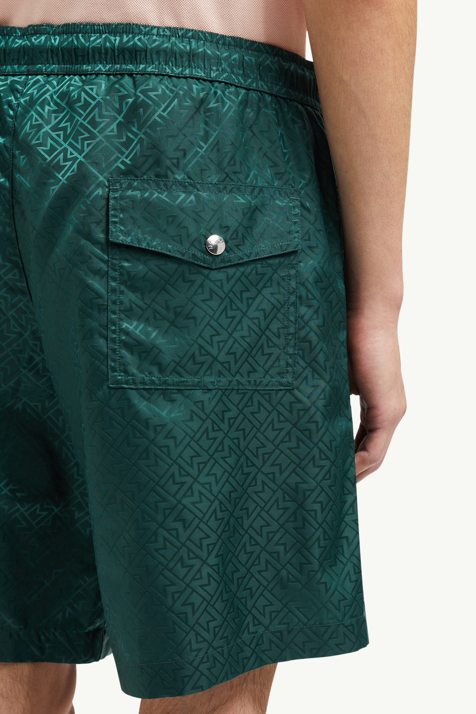 Monogram Jacquard Swim Shorts Men Emerald Green Moncler 5