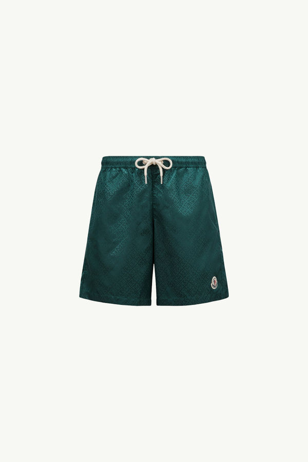 Monogram Jacquard Swim Shorts Men Emerald Green Moncler 2