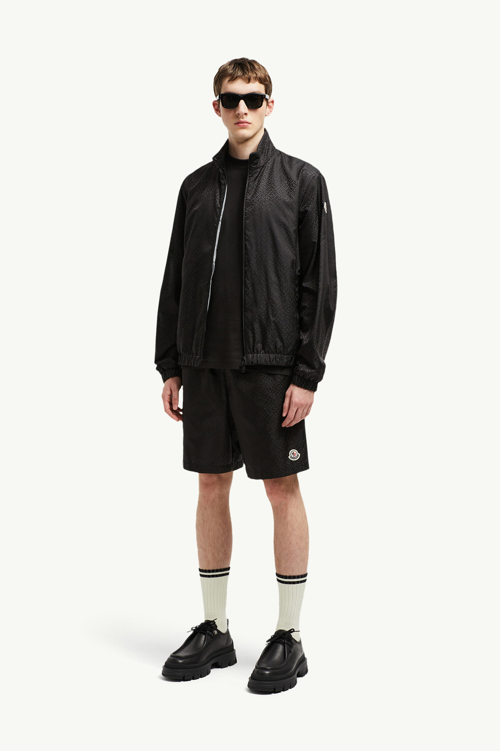 Monogram Jacquard Swim Shorts Men Black Moncler 0